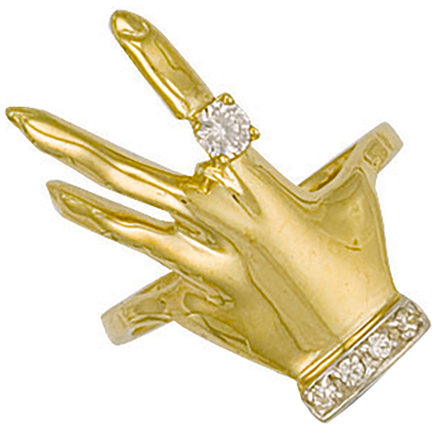 Yellow Gold Cubic Zirconia Hand Ring - 9ct Gold