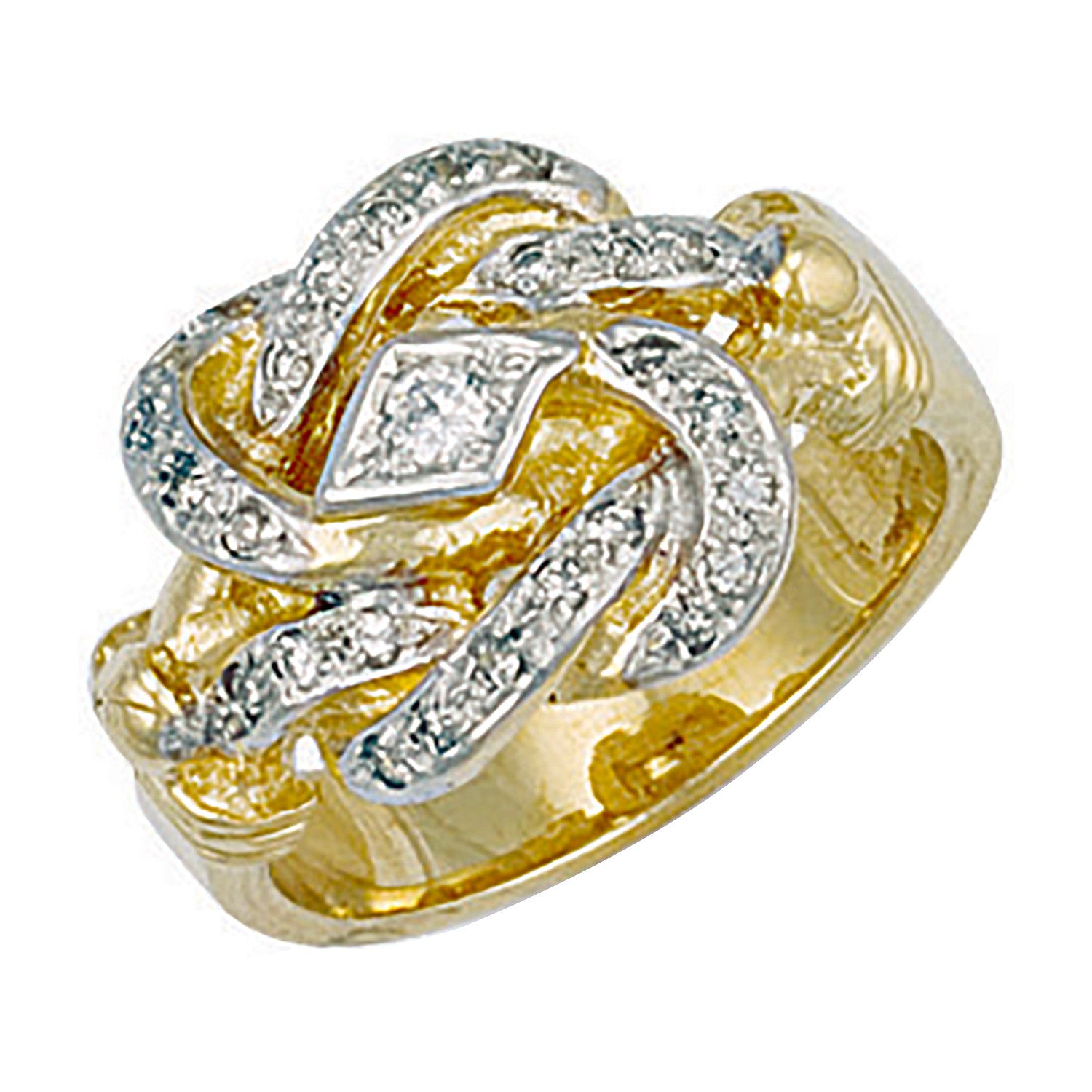 Yellow Gold Cubic Zirconia Knot Ring - 9ct Gold