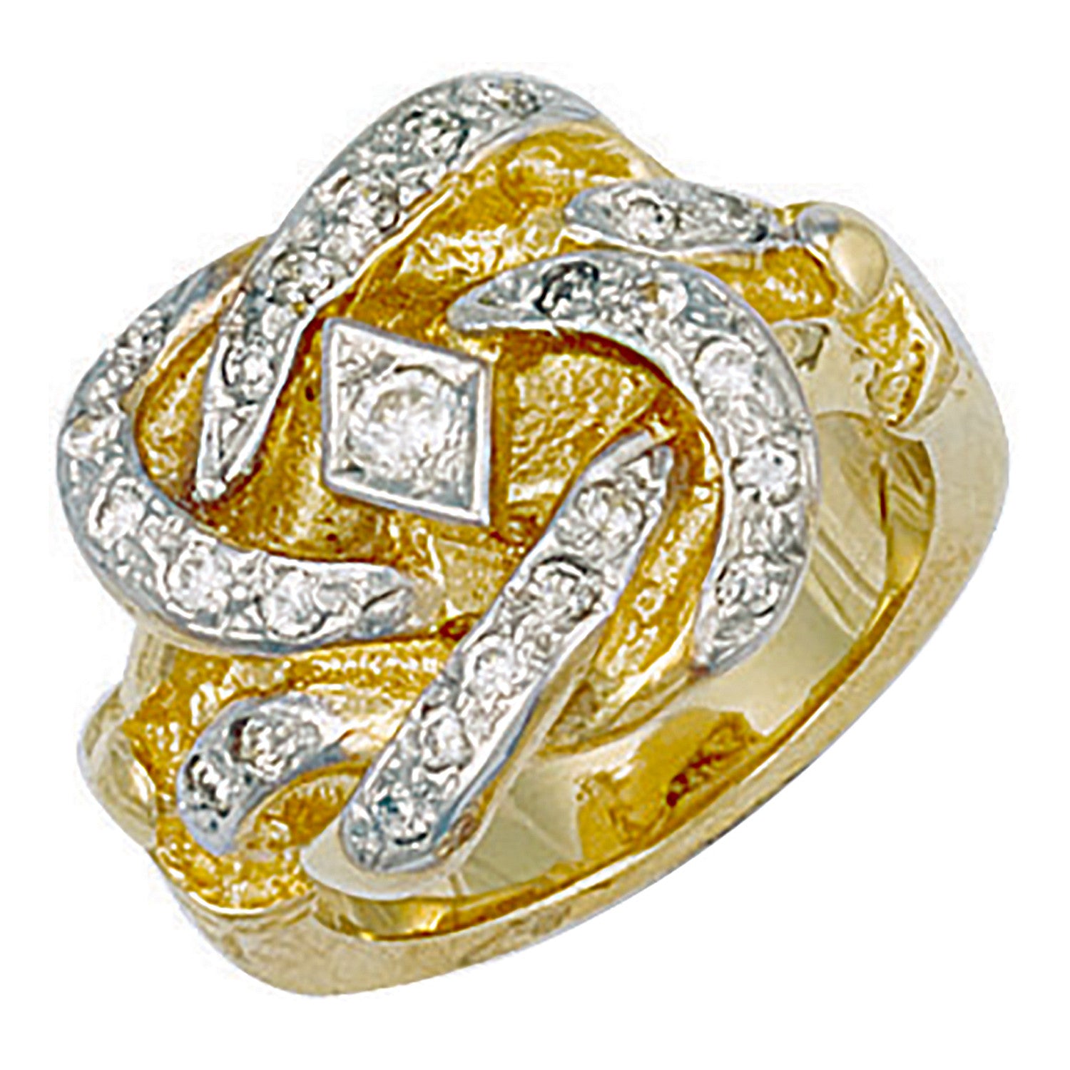 Yellow Gold Cubic Zirconia Knot Ring - 9ct Gold