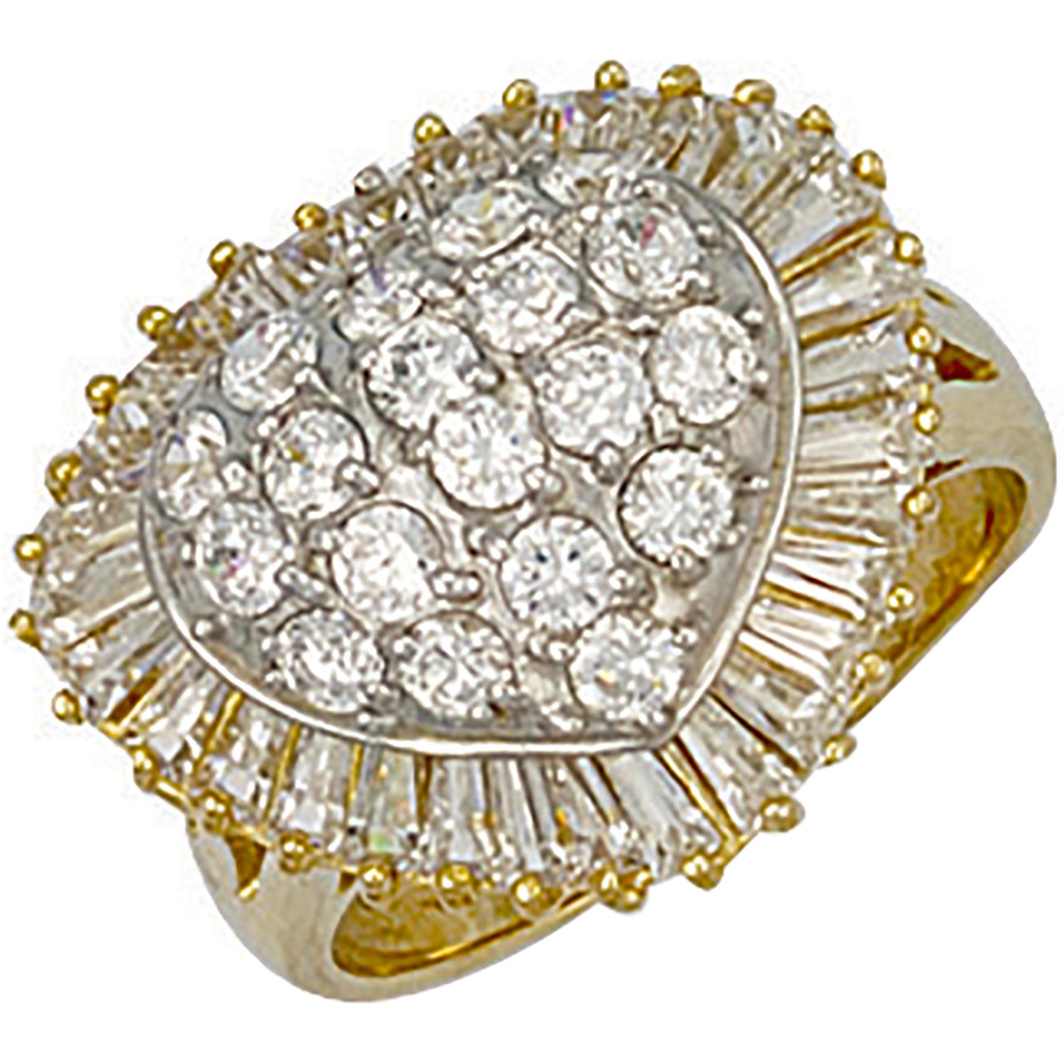 Yellow Gold Cubic Zirconia Heart Cluster Ring - 9ct Gold