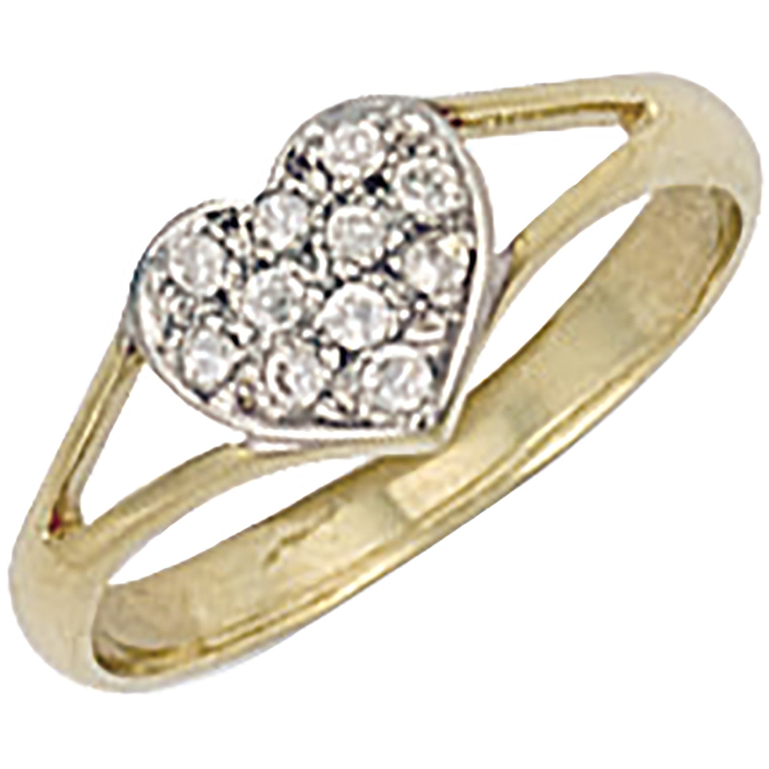 Yellow Gold Cubic Zirconia Heart Baby Ring - 9ct Gold