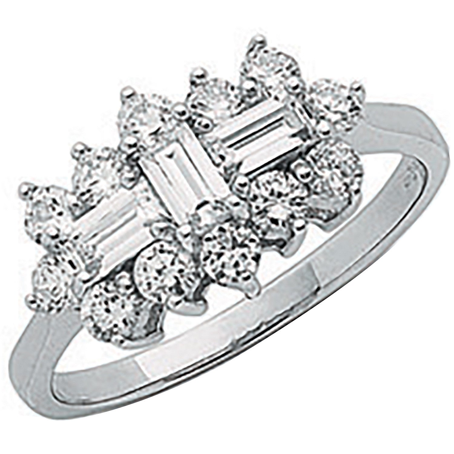 White Gold Cubic Zirconia Boat Ring - 9ct Gold