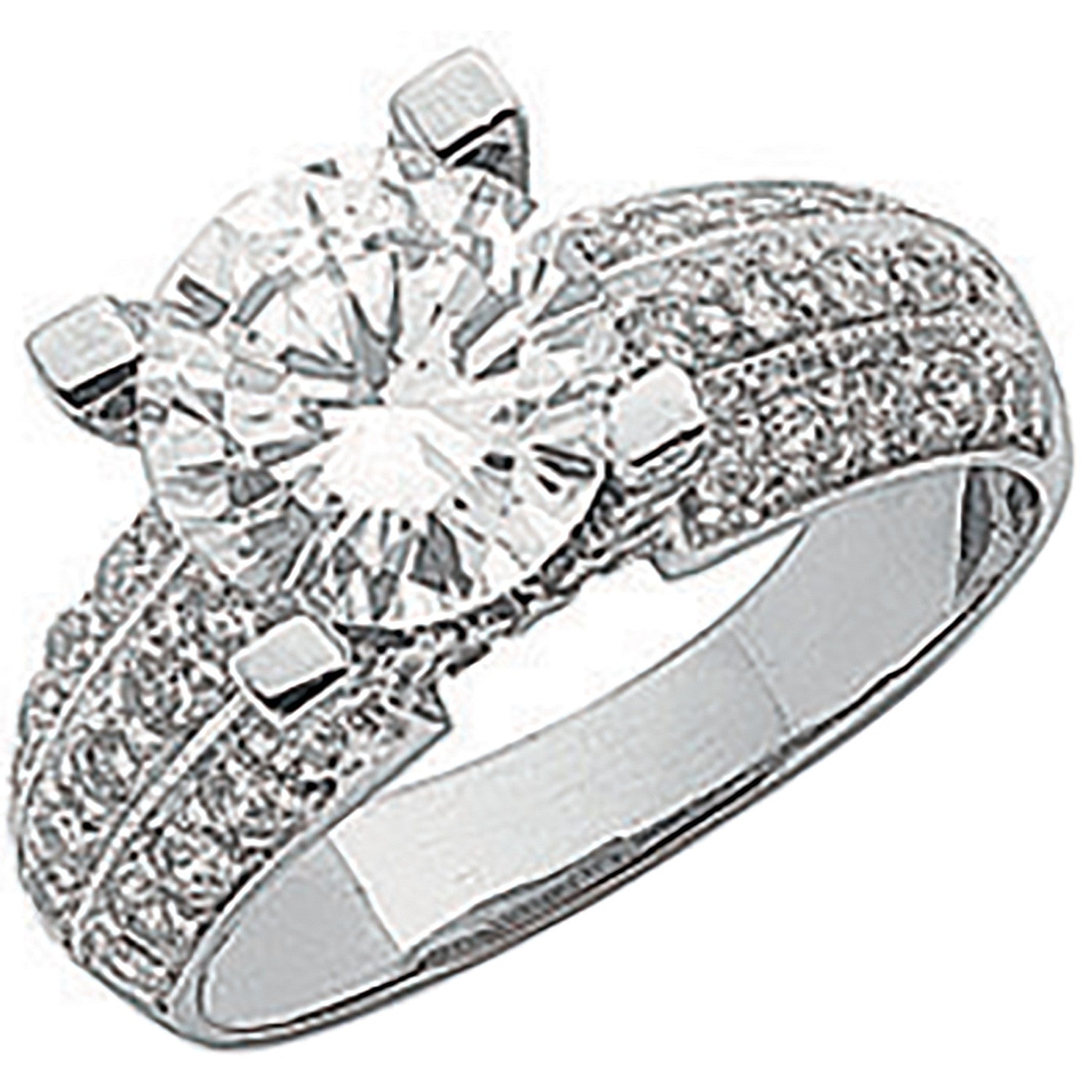 White Gold Fancy Cubic Zirconia Ring - 9ct Gold
