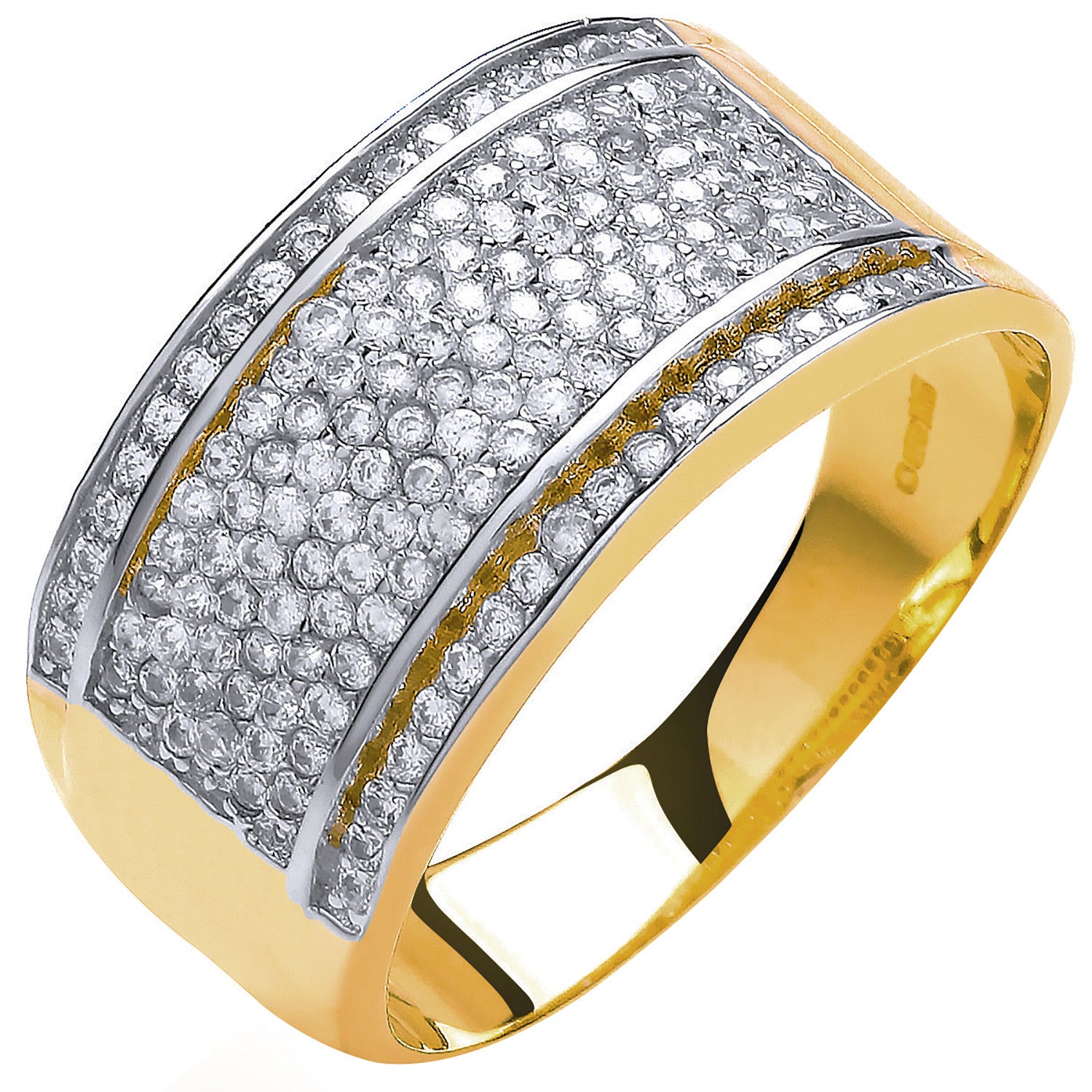 Yellow Gold 11mm Bombay Cubic Zirconia Ring - 9ct Gold