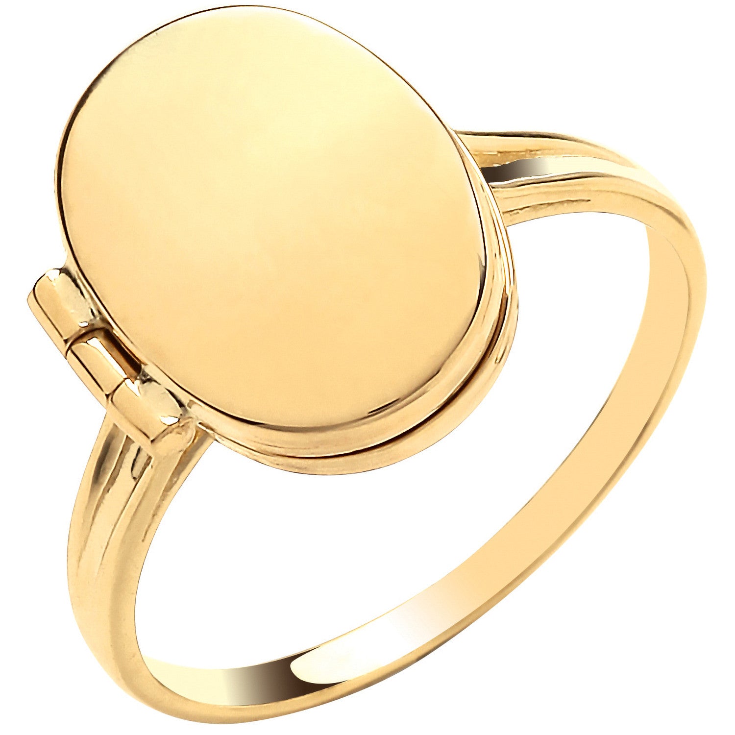 Yellow Gold Oval Plain Locket Ring - 9ct Gold