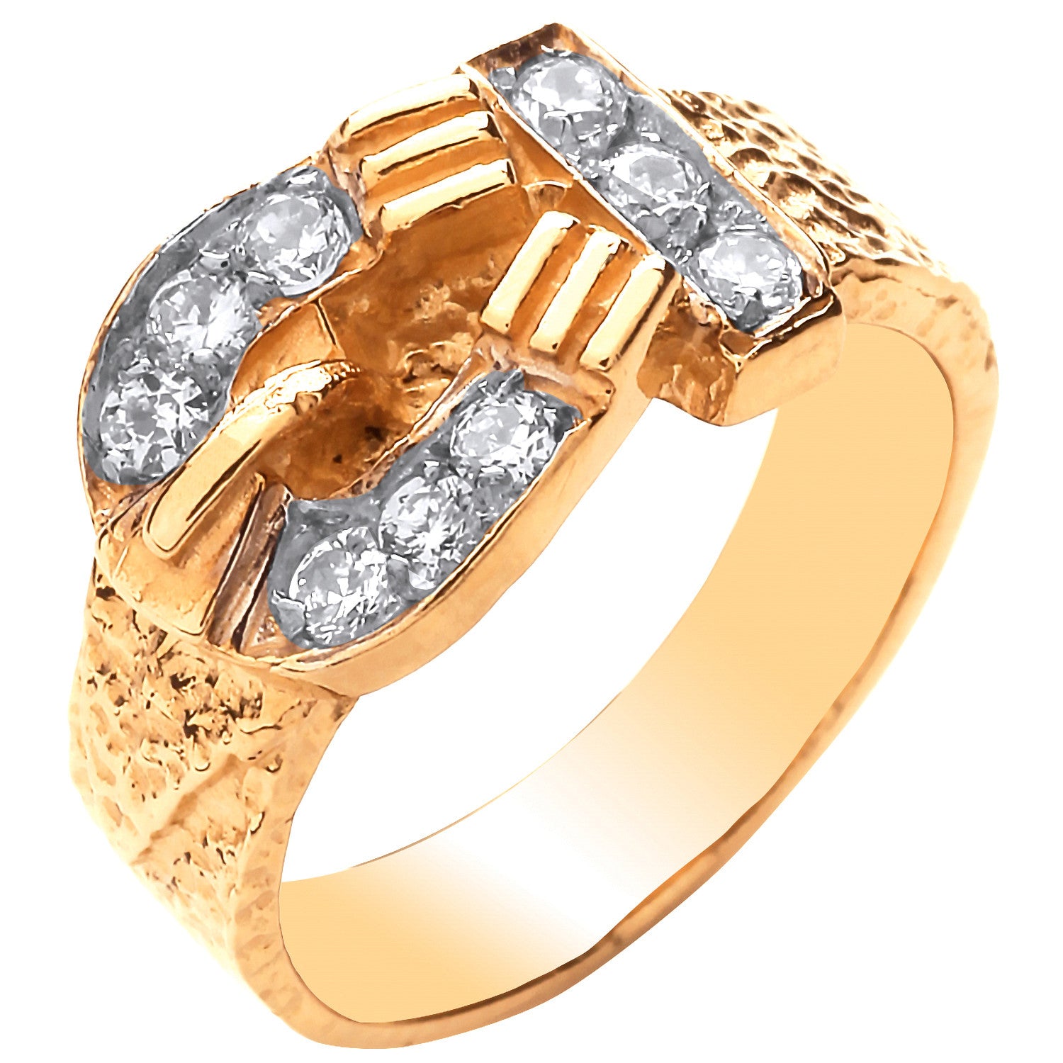 Yellow Gold Cubic Zirconia Buckle Baby Ring - 9ct Gold