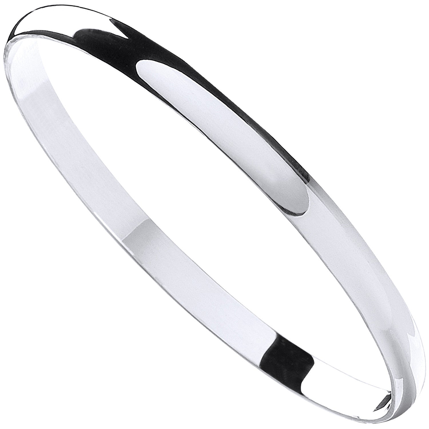 Silver 6mm D - Shaped Slave Bangle - Silver