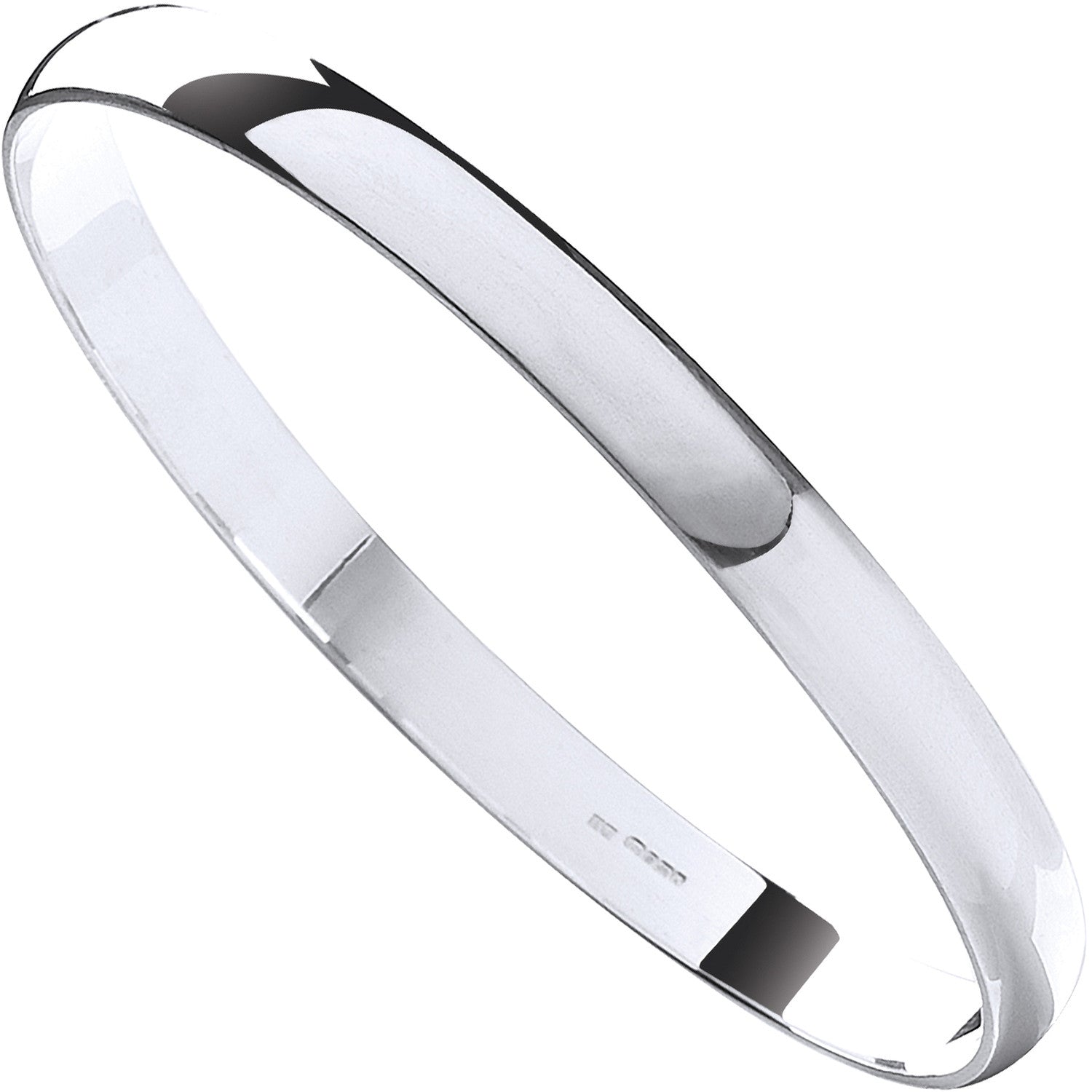 Silver 7mm D - Shaped Slave Bangle - Silver