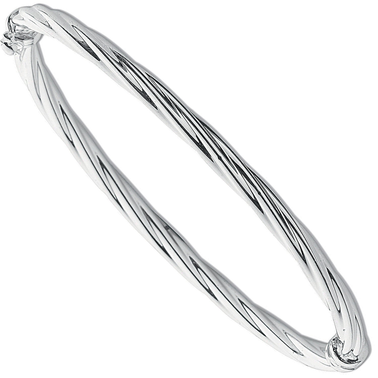 Silver Twisted Hollow Hinged Bangle - Silver