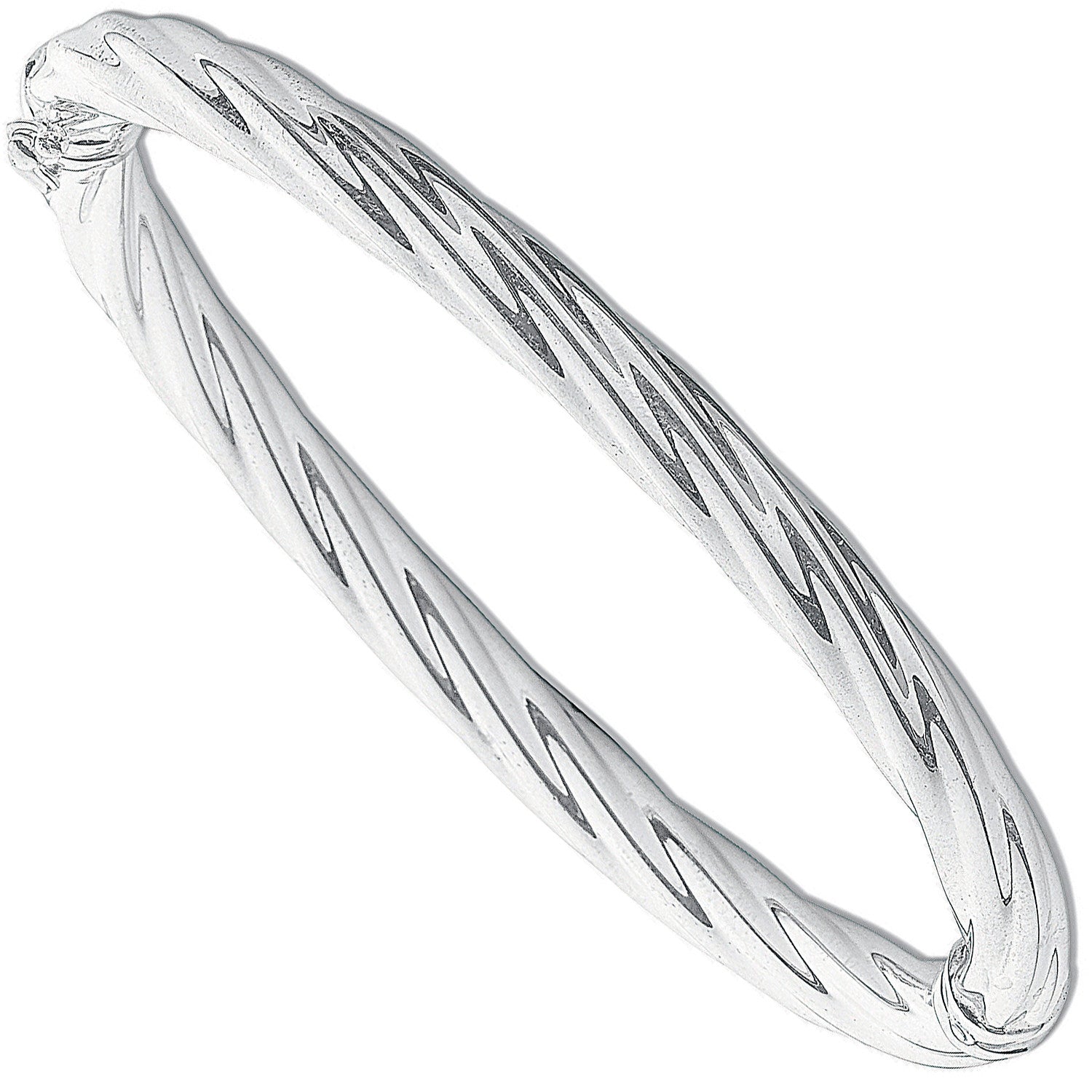 Silver Twisted Hollow Hinged Bangle - Silver
