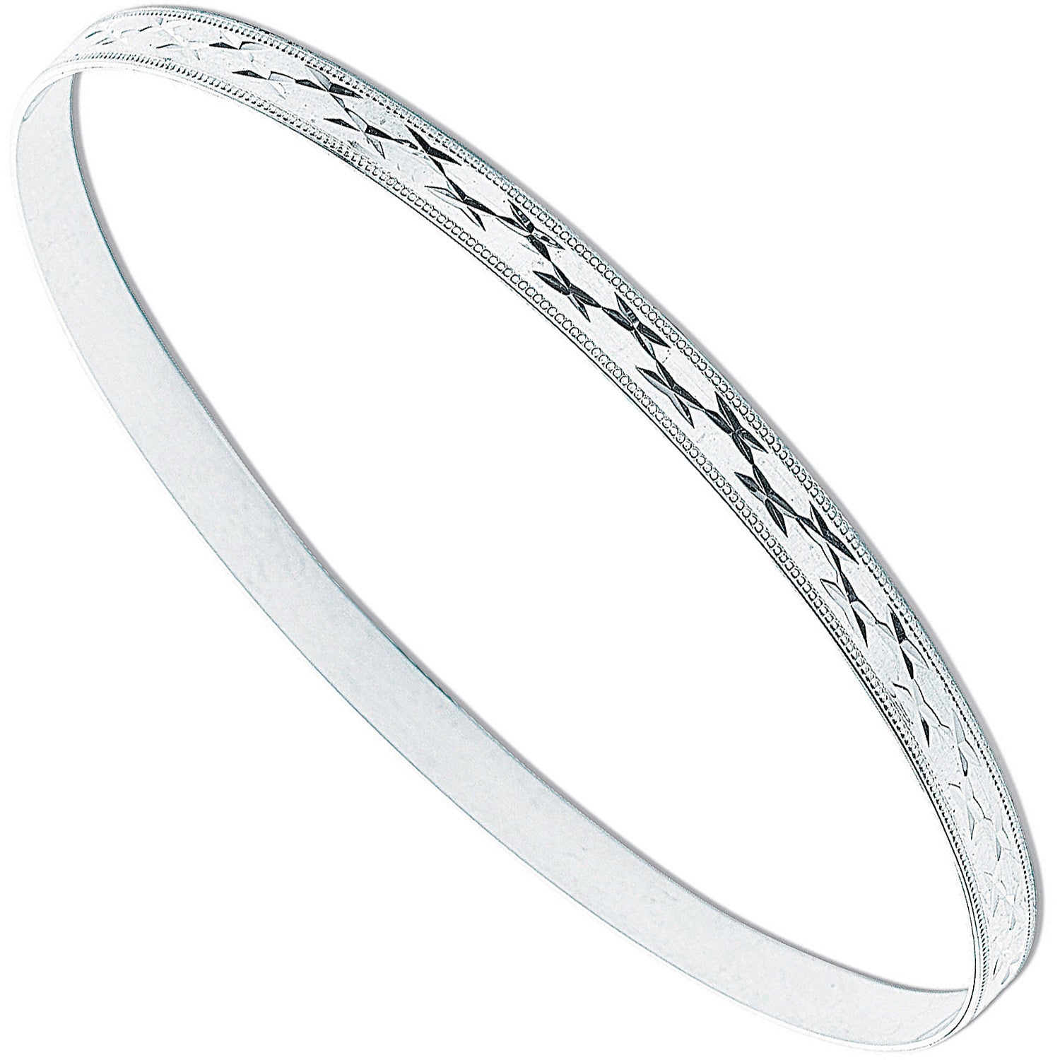 Silver 4mm D/C Slave Bangle - Silver