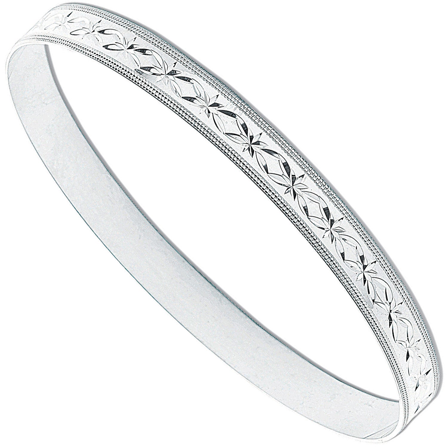 Silver 7mm D/C Slave Bangle - Silver
