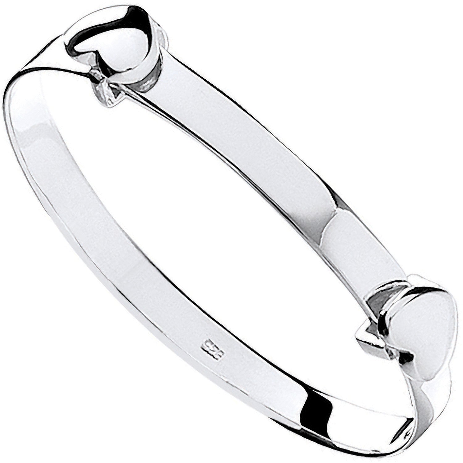 Silver Expandable Heart Baby Bangle - Silver