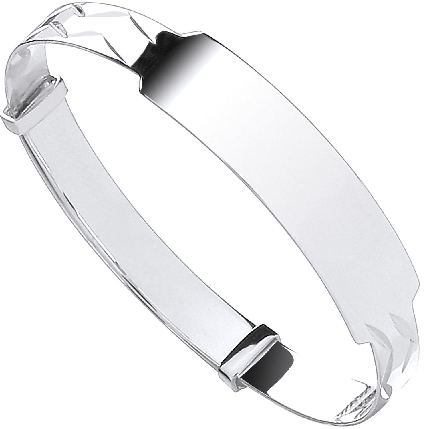 Silver Baby Expandable ID Bangle - Silver