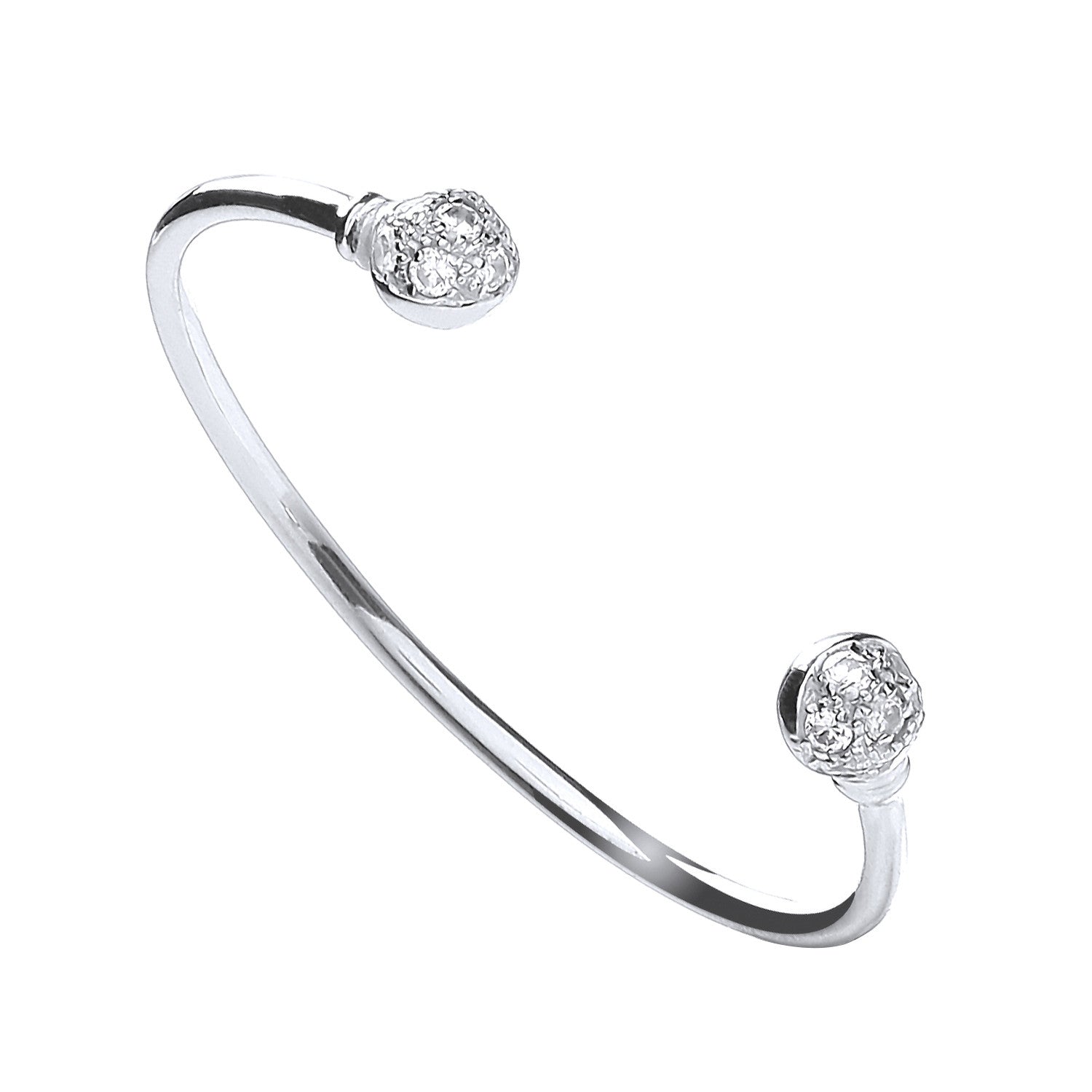 Silver Baby Cubic Zirconia Torque Bangle - Silver