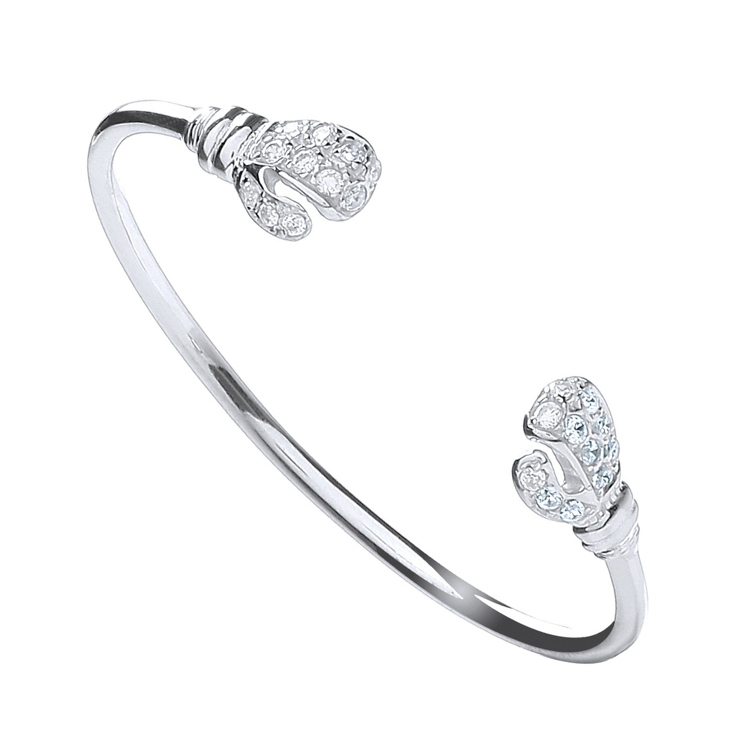 Silver Baby Cubic Zirconia Boxing Glove Bangle - Silver