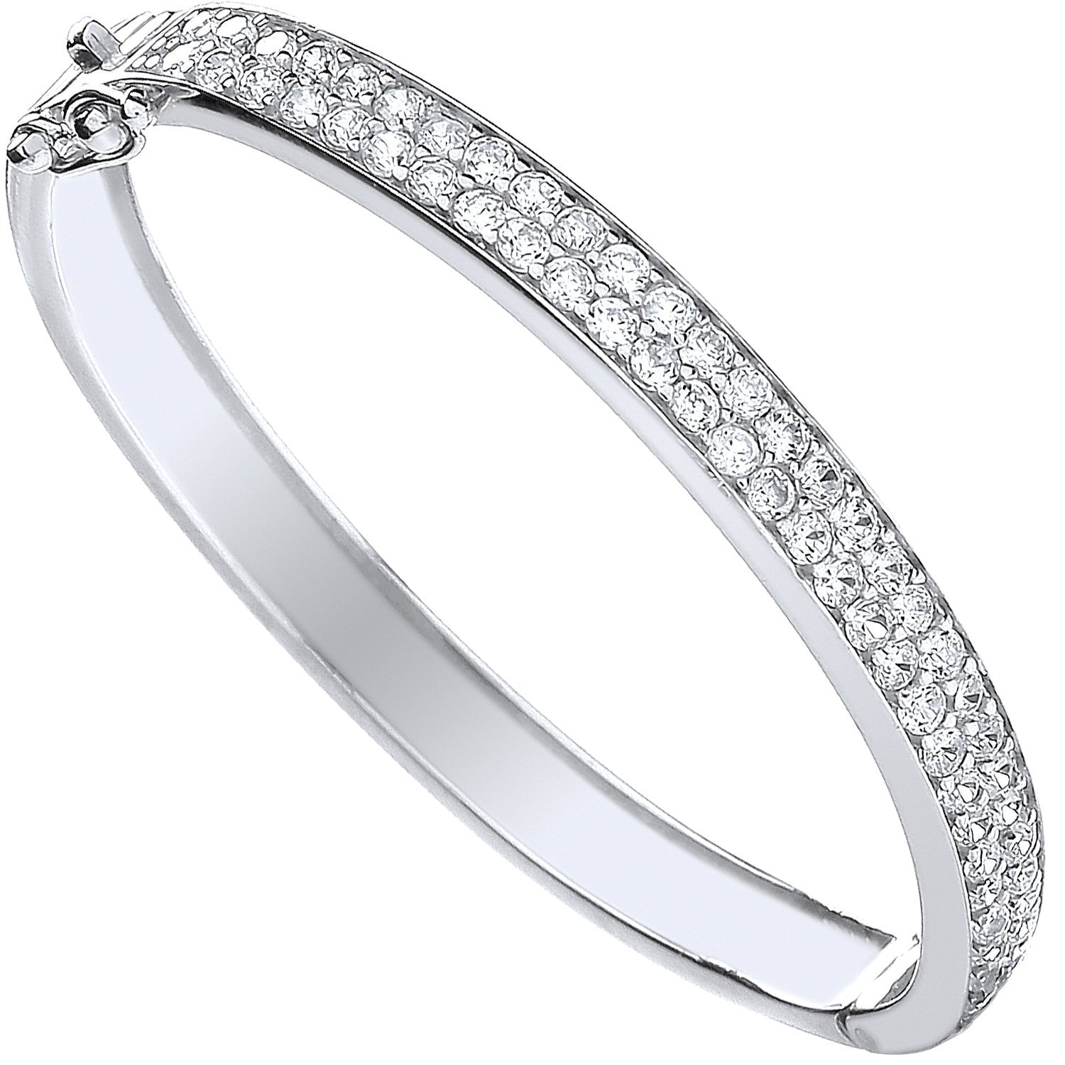 Silver Baby 2 Row Cubic Zirconia Bangle - Silver