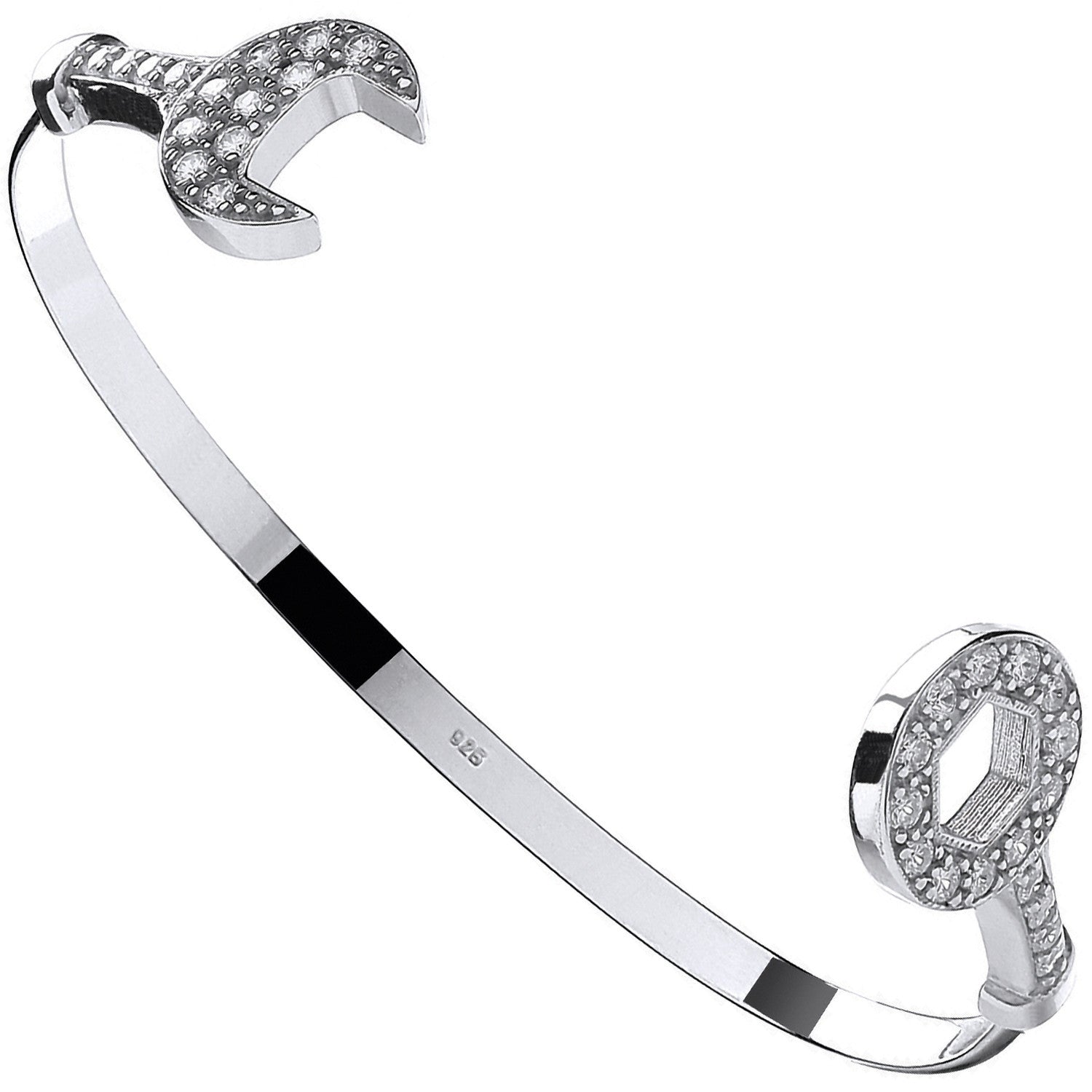 Silver Baby Cubic Zirconia Spanner Bangle - Silver