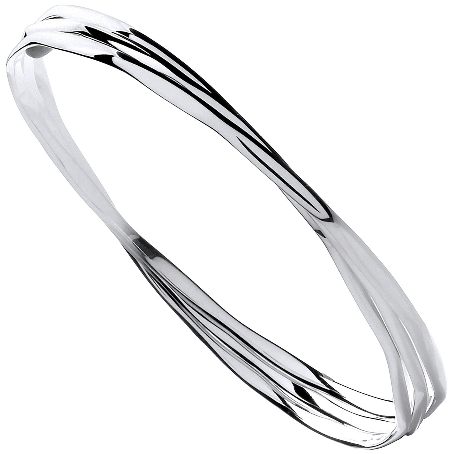 Silver Russian Faceted Ladies Bangle - Silver