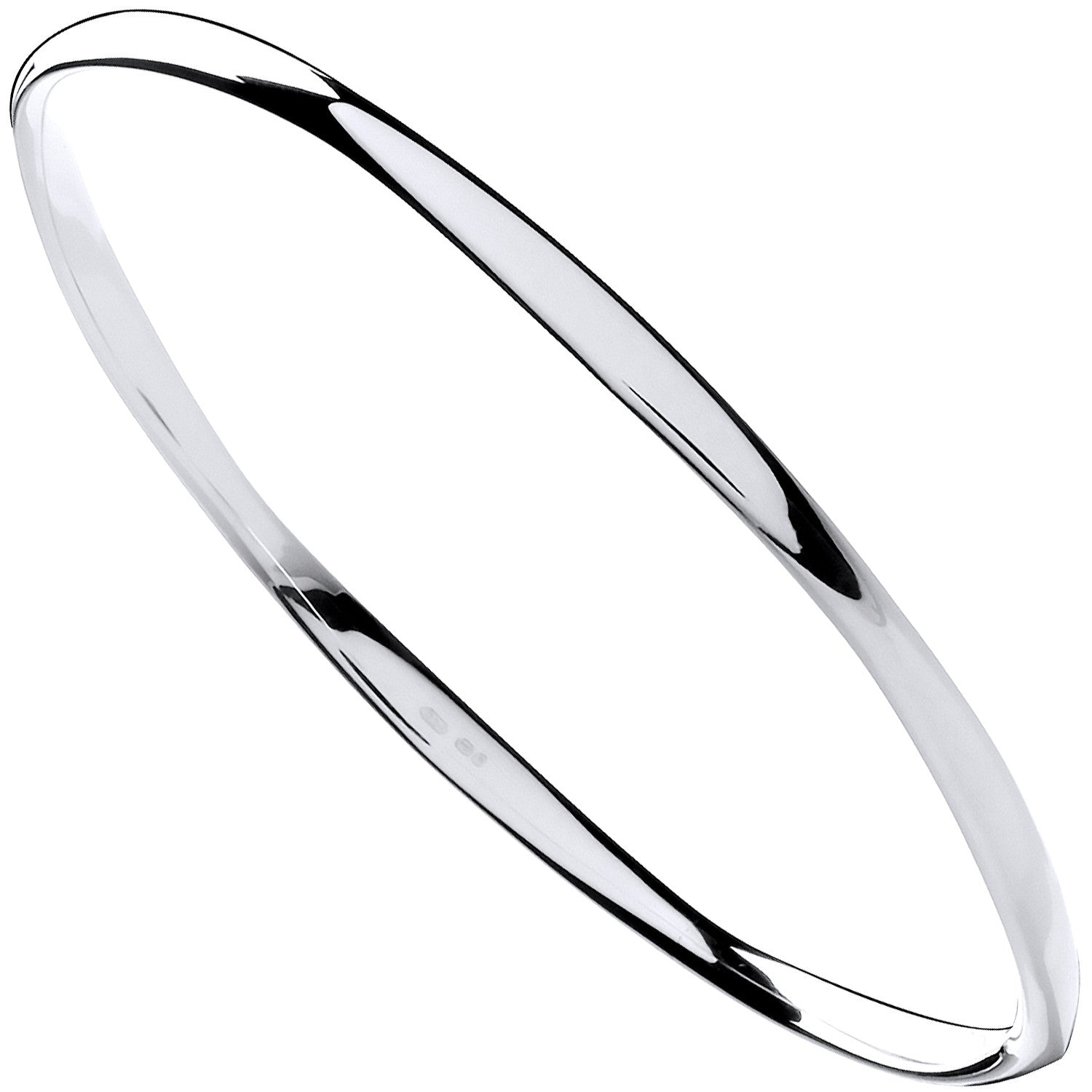 Silver Faceted Ladies Bangle - Silver