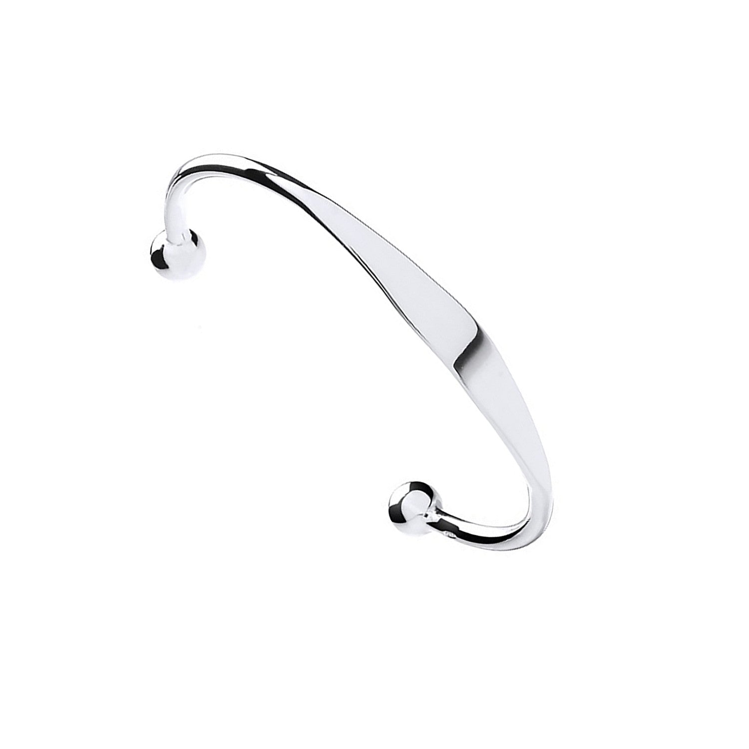 Silver Solid Baby Bangle with ID plate - Silver