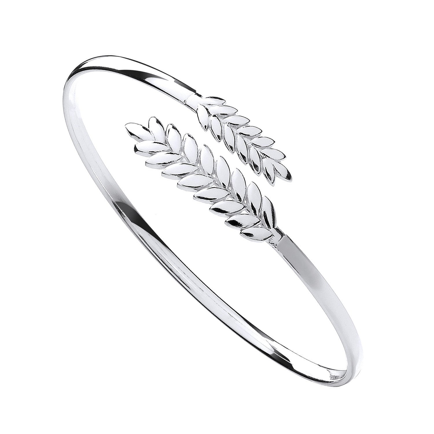 Silver Barley Leaf Ladies Bangle - Silver