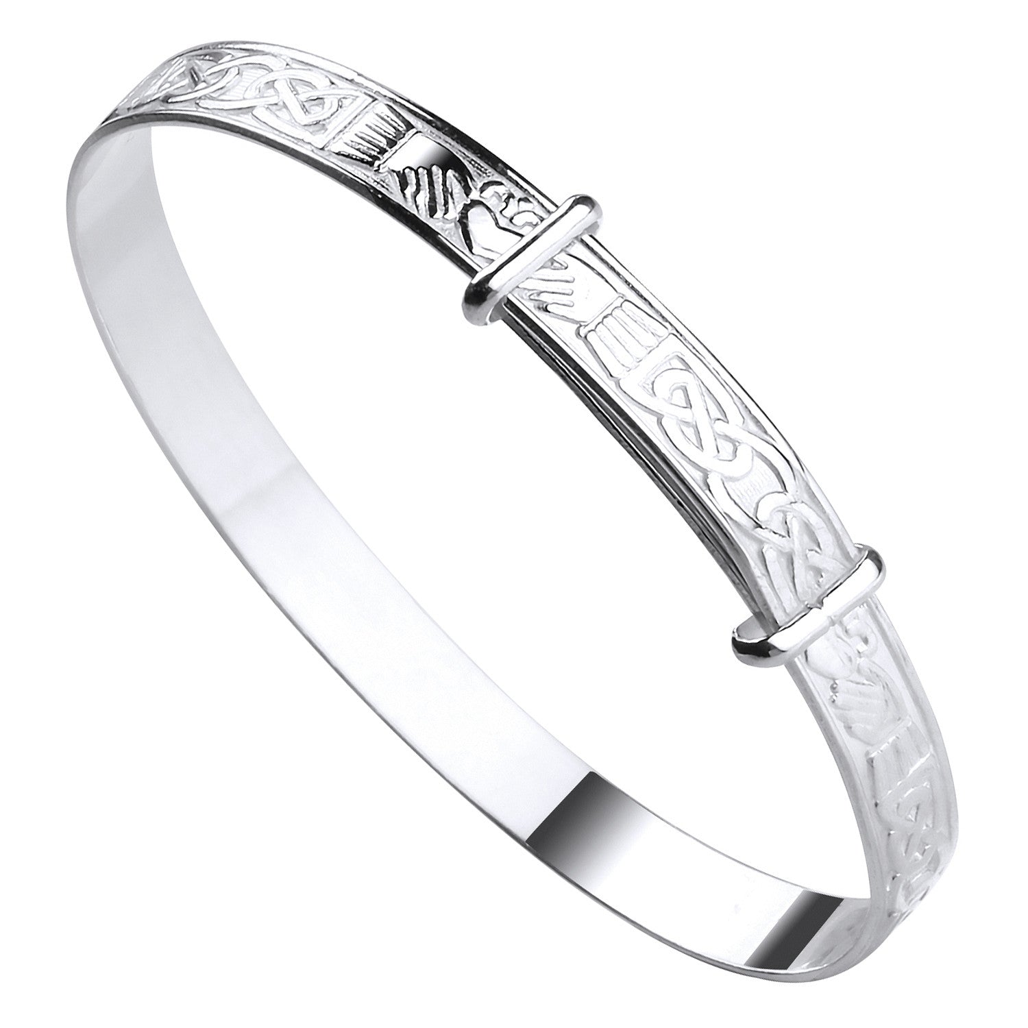 Silver Celtic Claddagh Expandable Baby Bangle - Silver