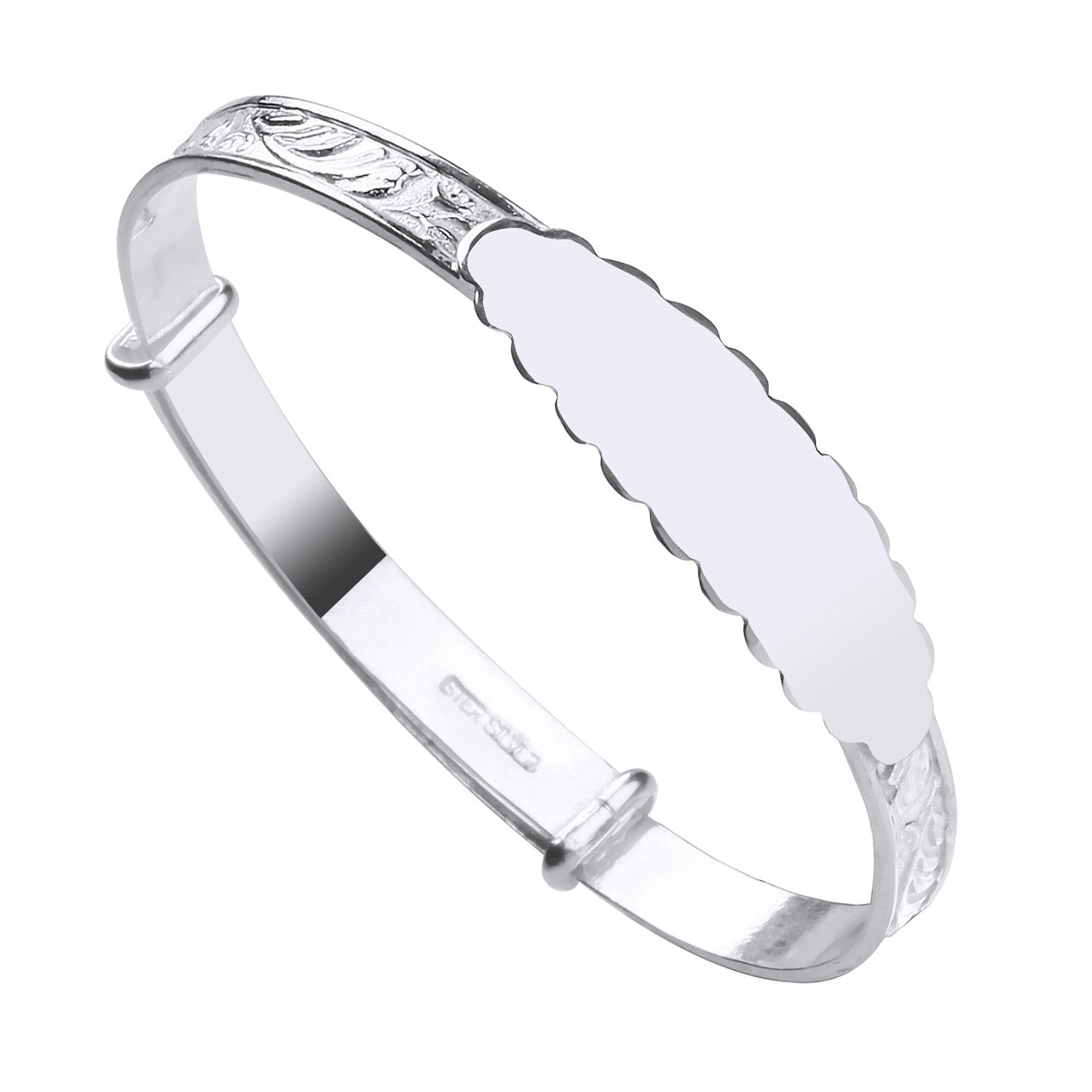 Silver ID Expandable Baby Bangle - Silver