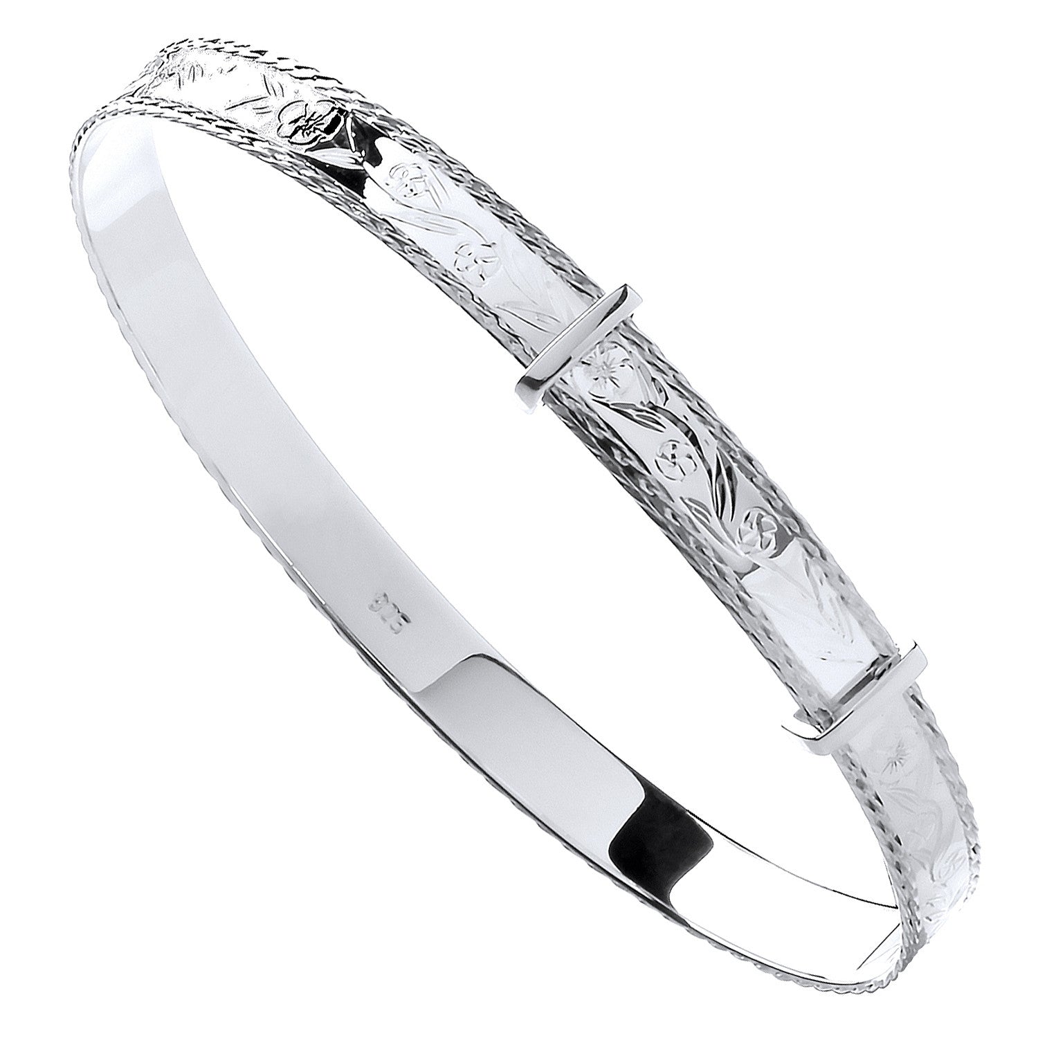 Silver 6mm Expandable Diamond Cut Bangle - Silver