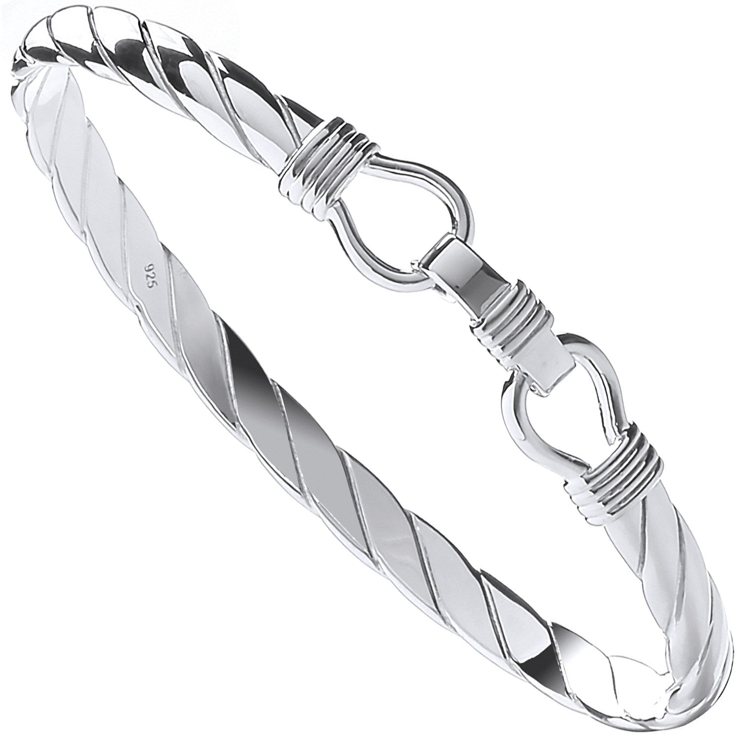 Silver Twist Solid Gents Bangle - Silver
