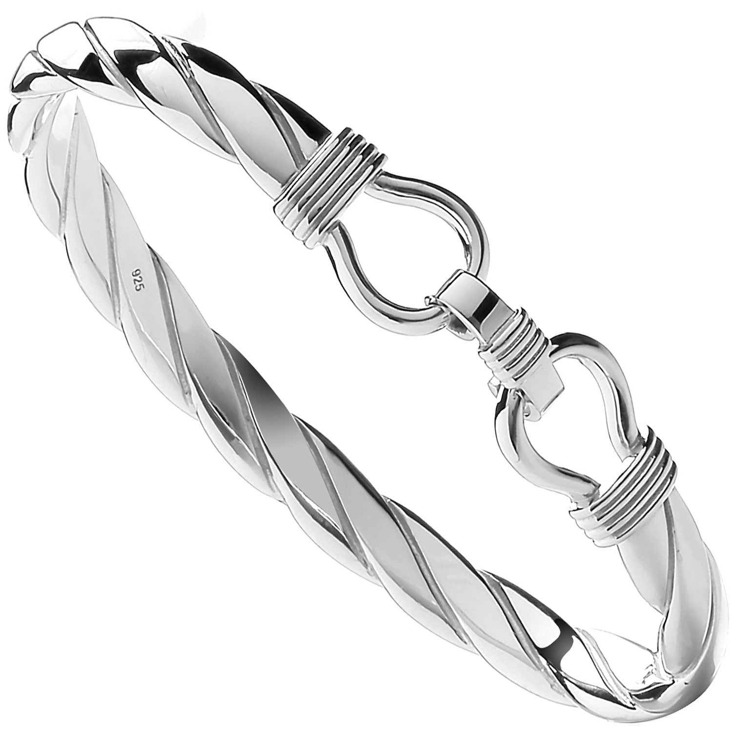 Silver Twist Solid 8mm Gents Bangle - Silver