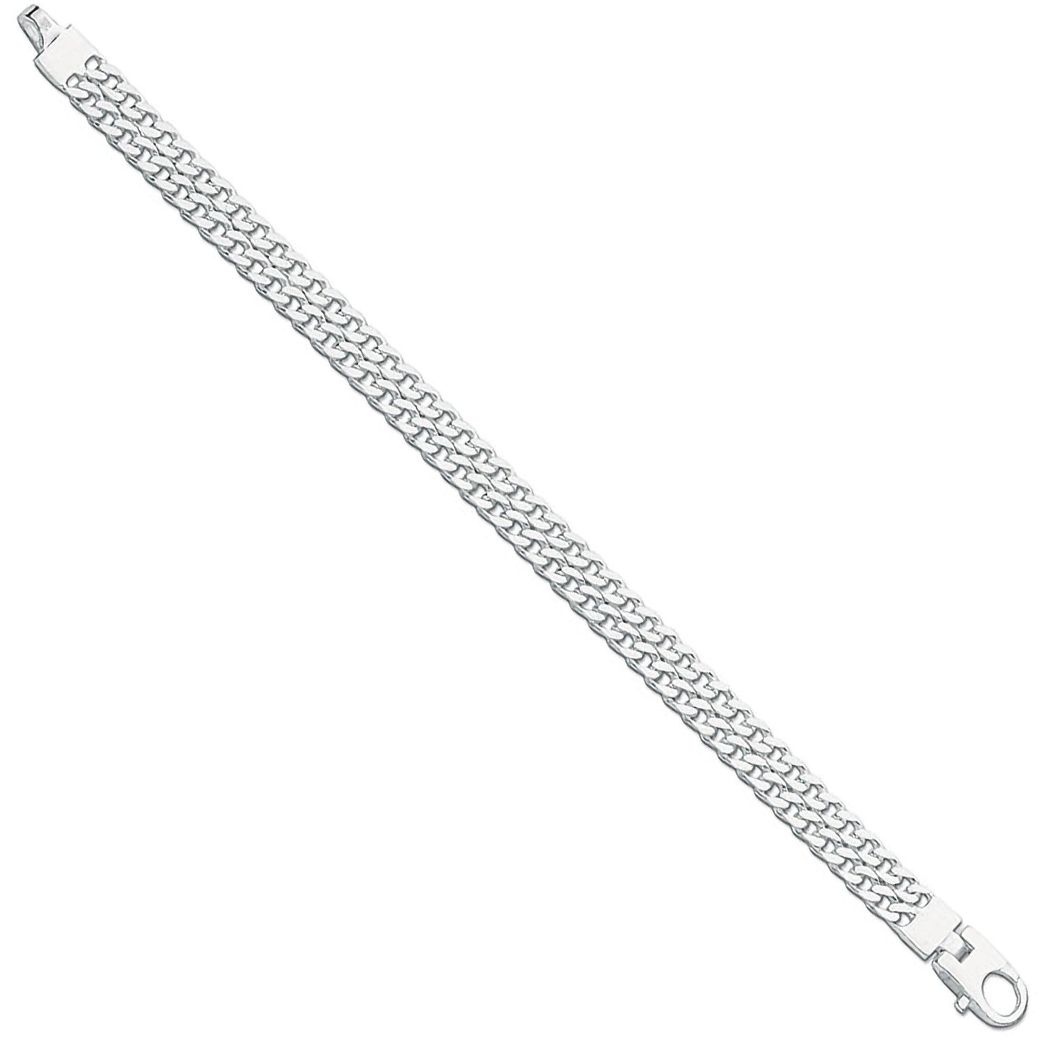 Silver Ladies Double Link Curb Bracelet - Silver