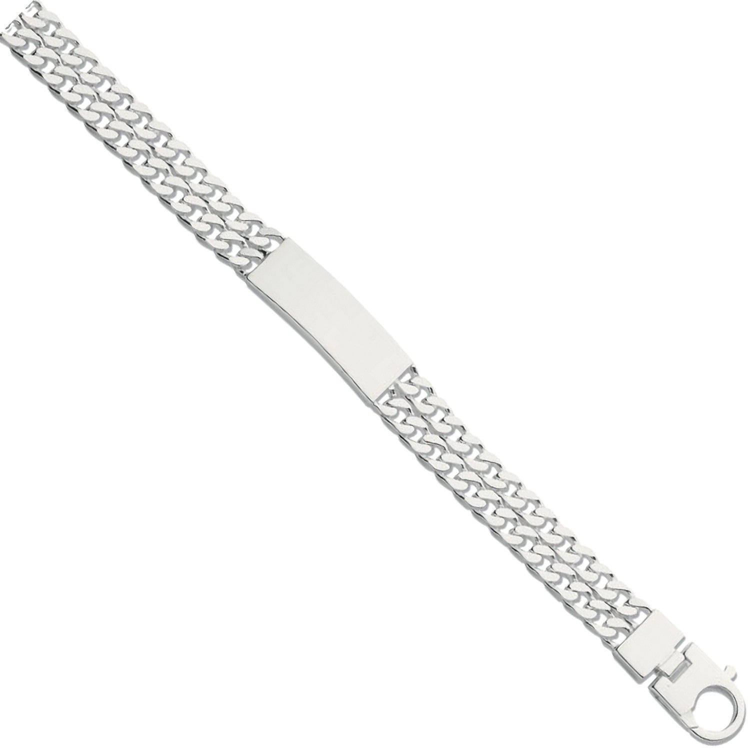 Silver Double Curb Link ID Gents 8" Bracelet - Silver