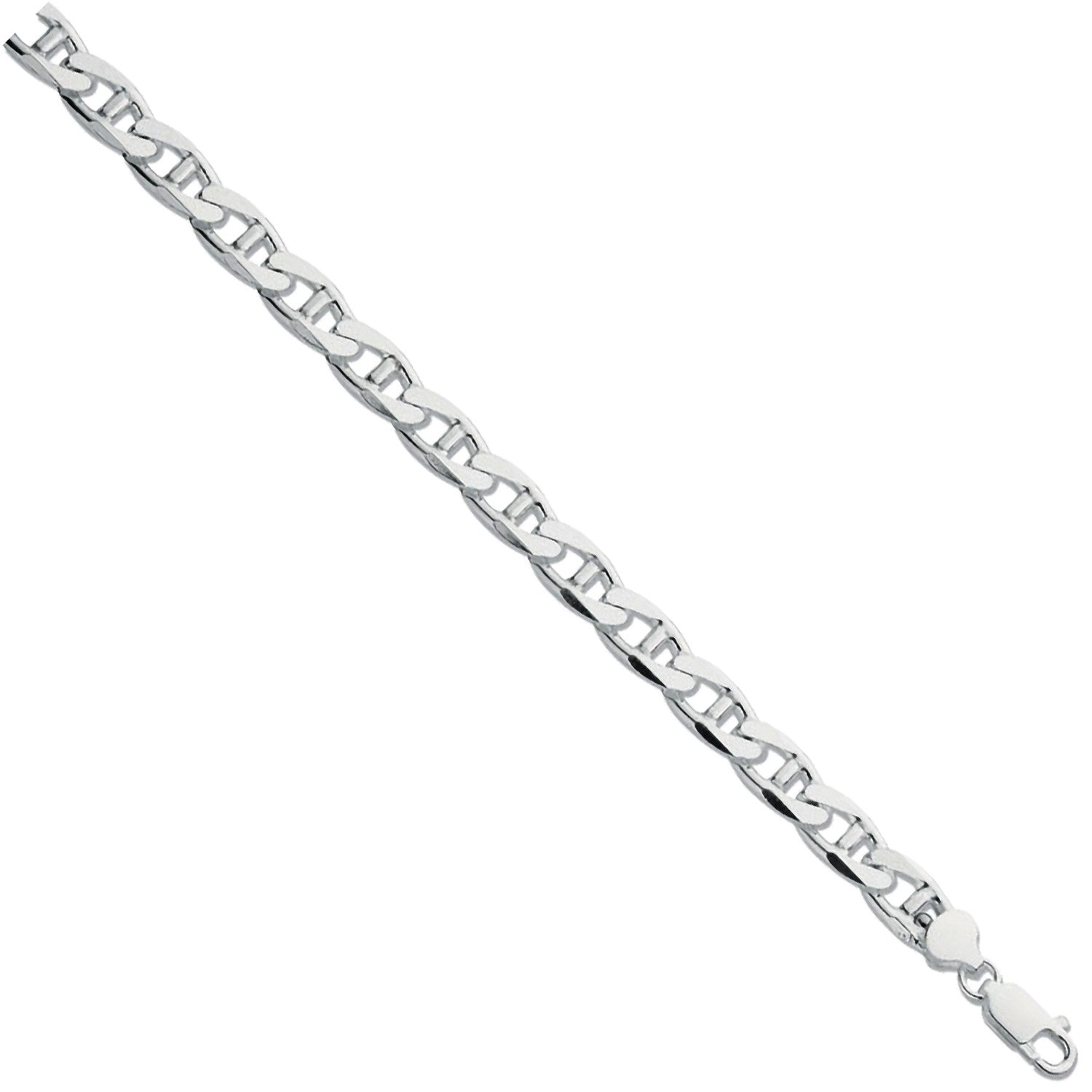 Silver 10mm Anchor Gents 8" Bracelet - Silver