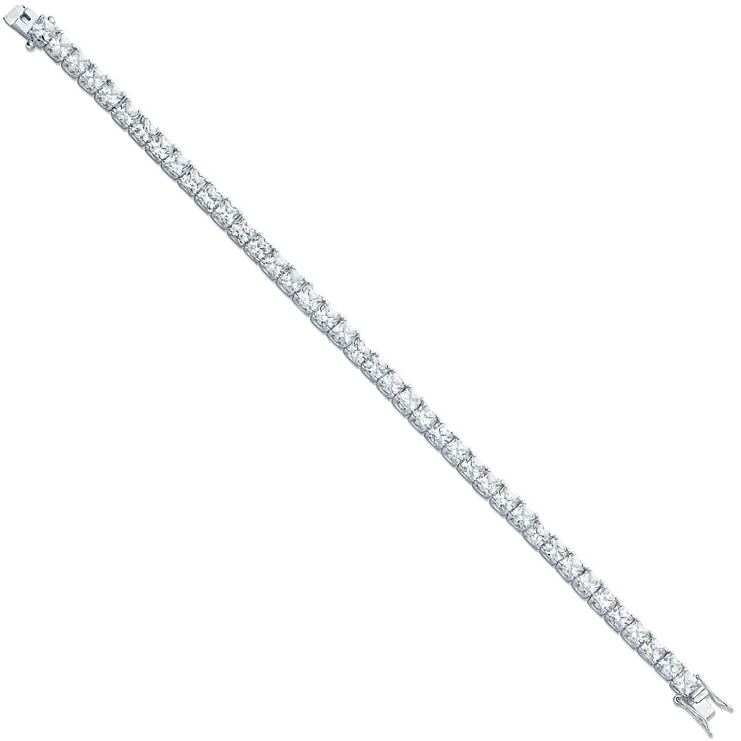 Silver 4.3mm Princess Cut Cubic Zirconia Tennis Bracelet - Silver