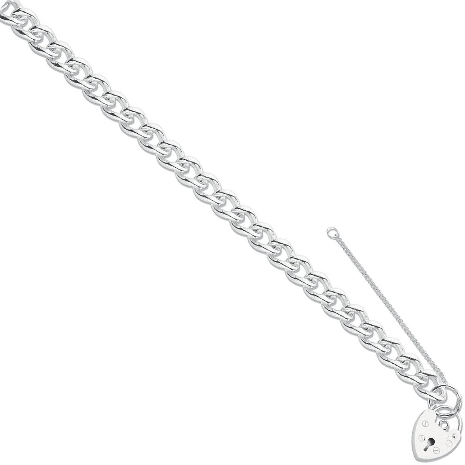 Silver Open Curb & Padlock Charm Bracelet - Silver