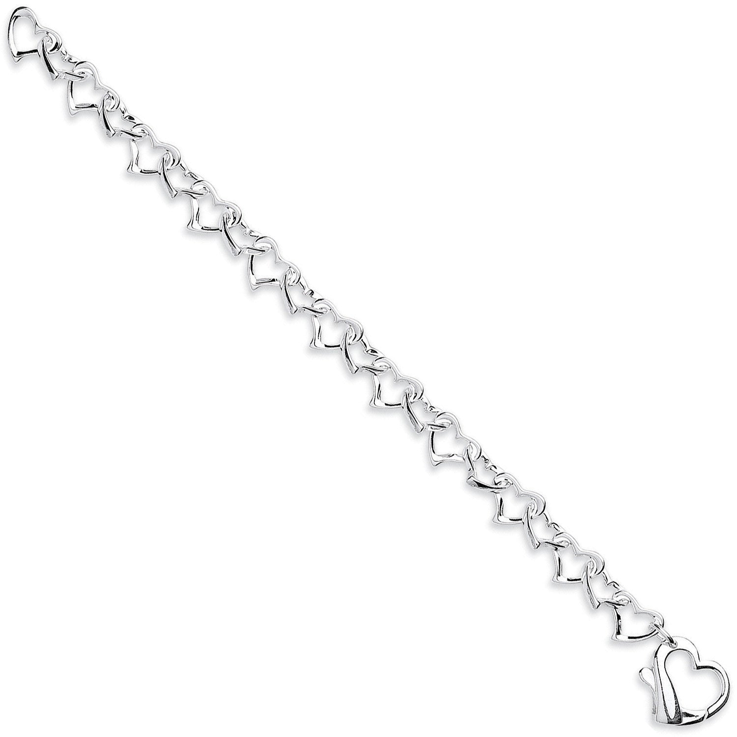 Silver Heart Link Bracelet - Silver