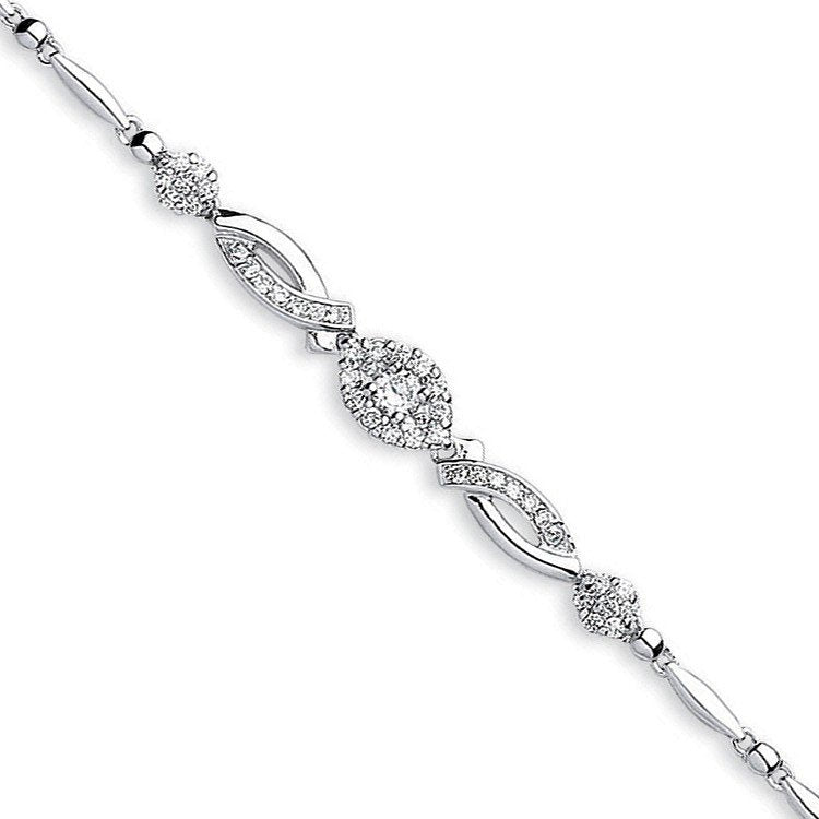 Silver Fancy Cz Bracelet