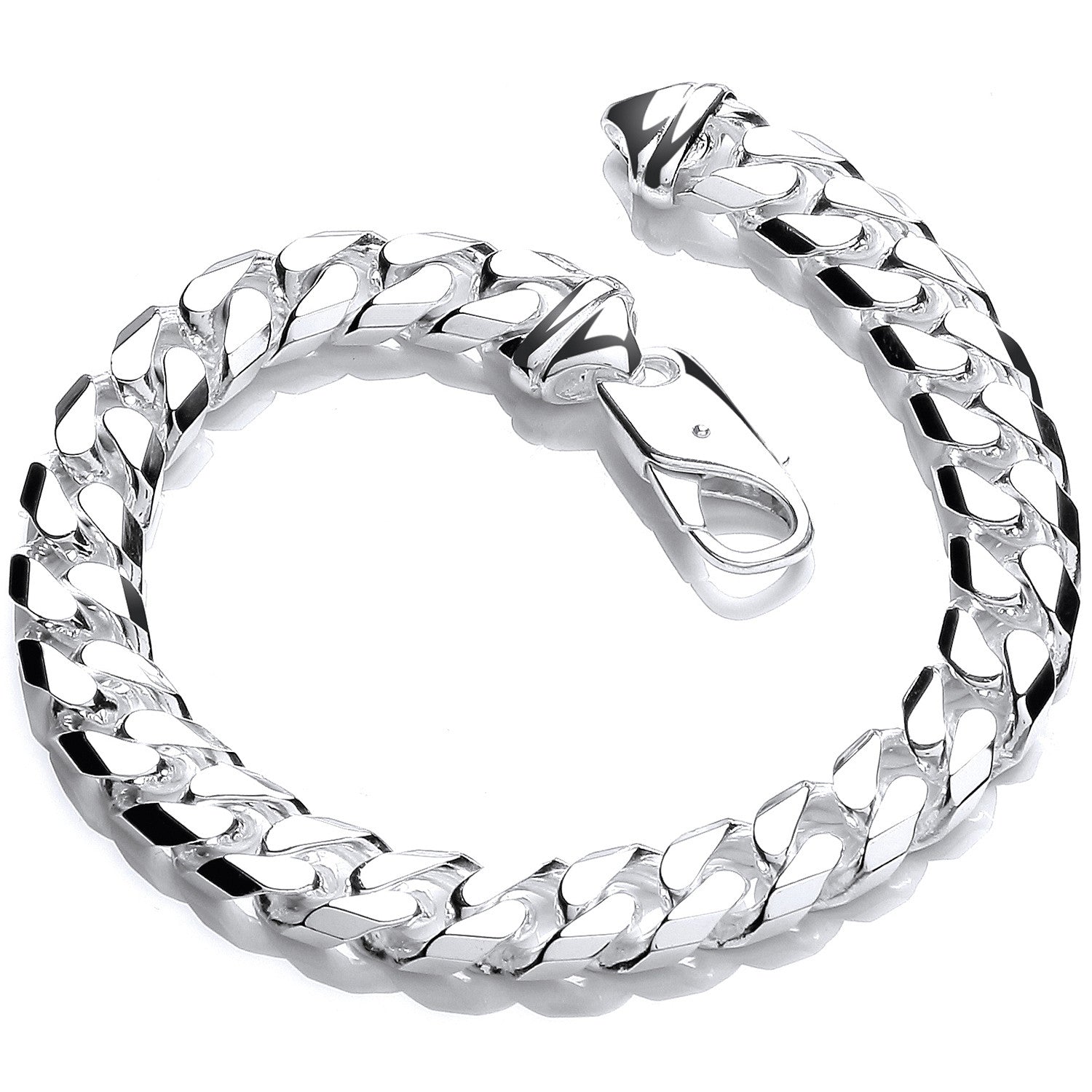 Silver 7.4mm Curb Gents 8" Bracelet - Silver