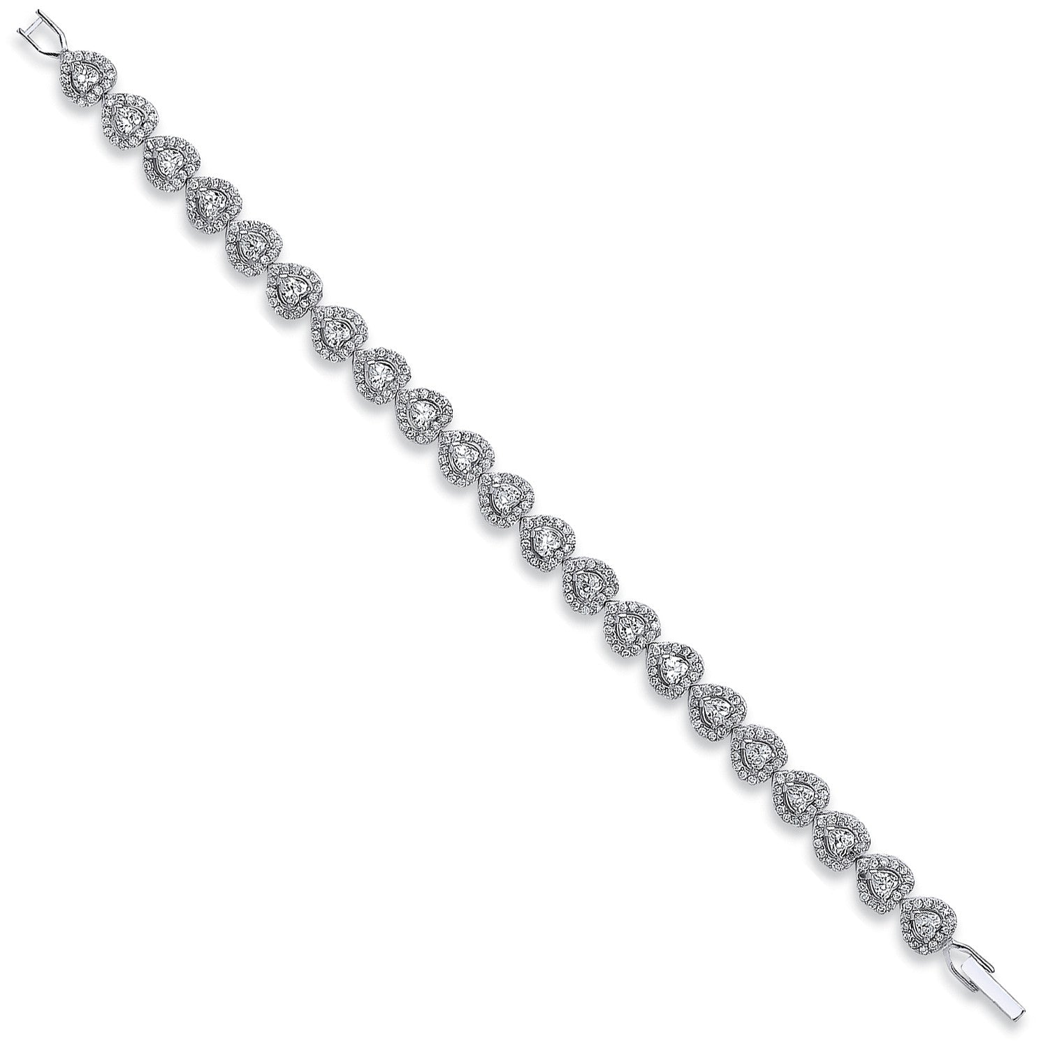 Silver Cubic Zirconia Heart Bracelet - Silver