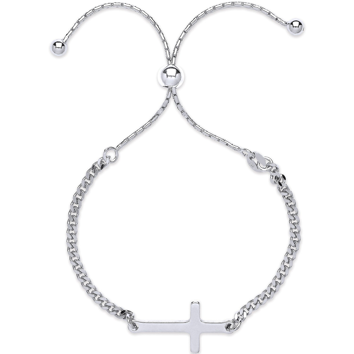 Silver Cross Friendship Bracelet - Silver