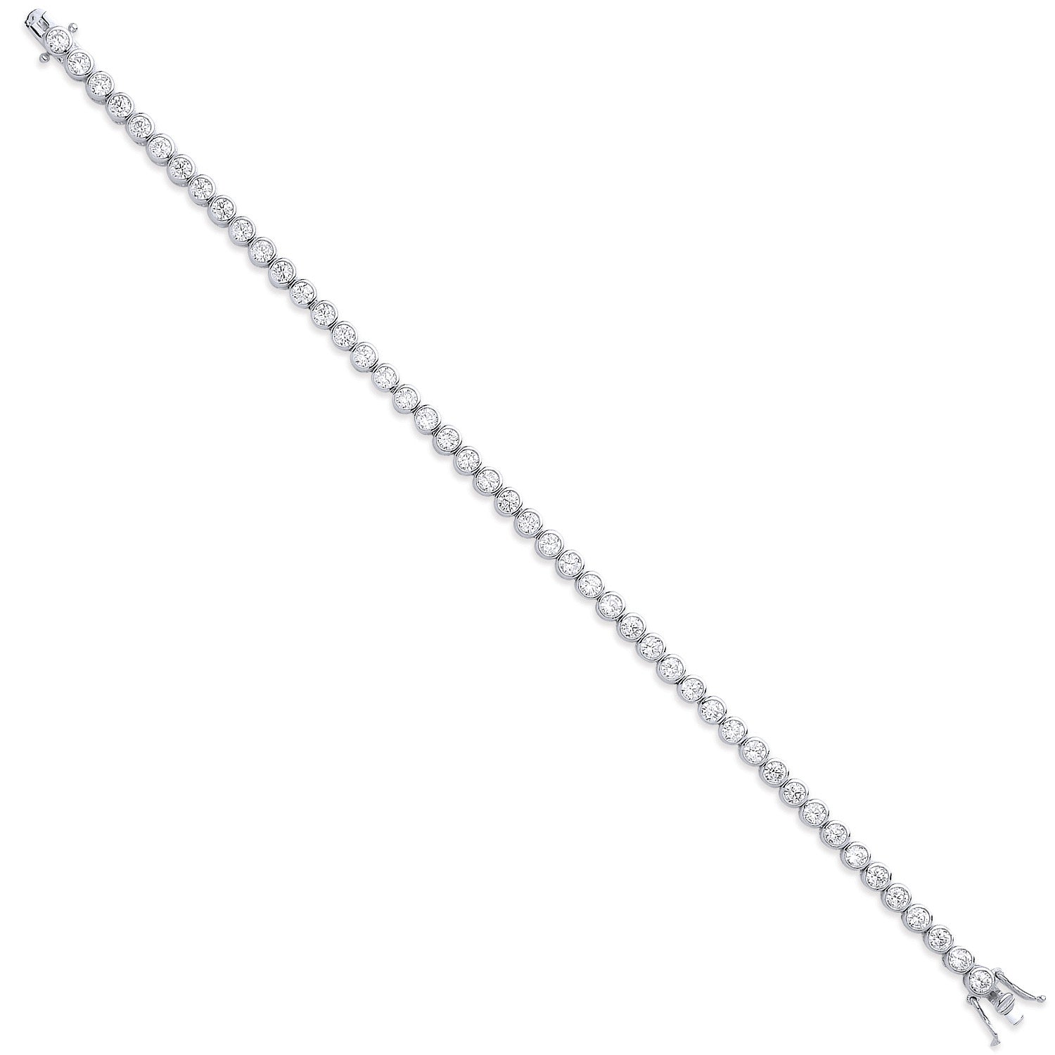 Silver 4.7mm Rubover 3.7mm Cubic Zirconia Tennis Bracelet - Silver