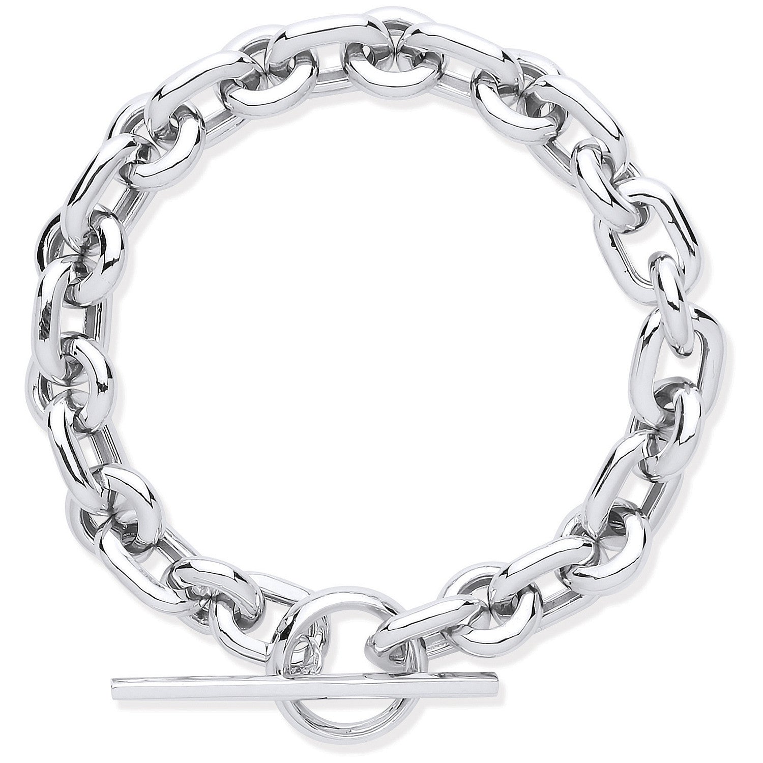 Silver Chunky Link T-Bar Bracelet - Silver