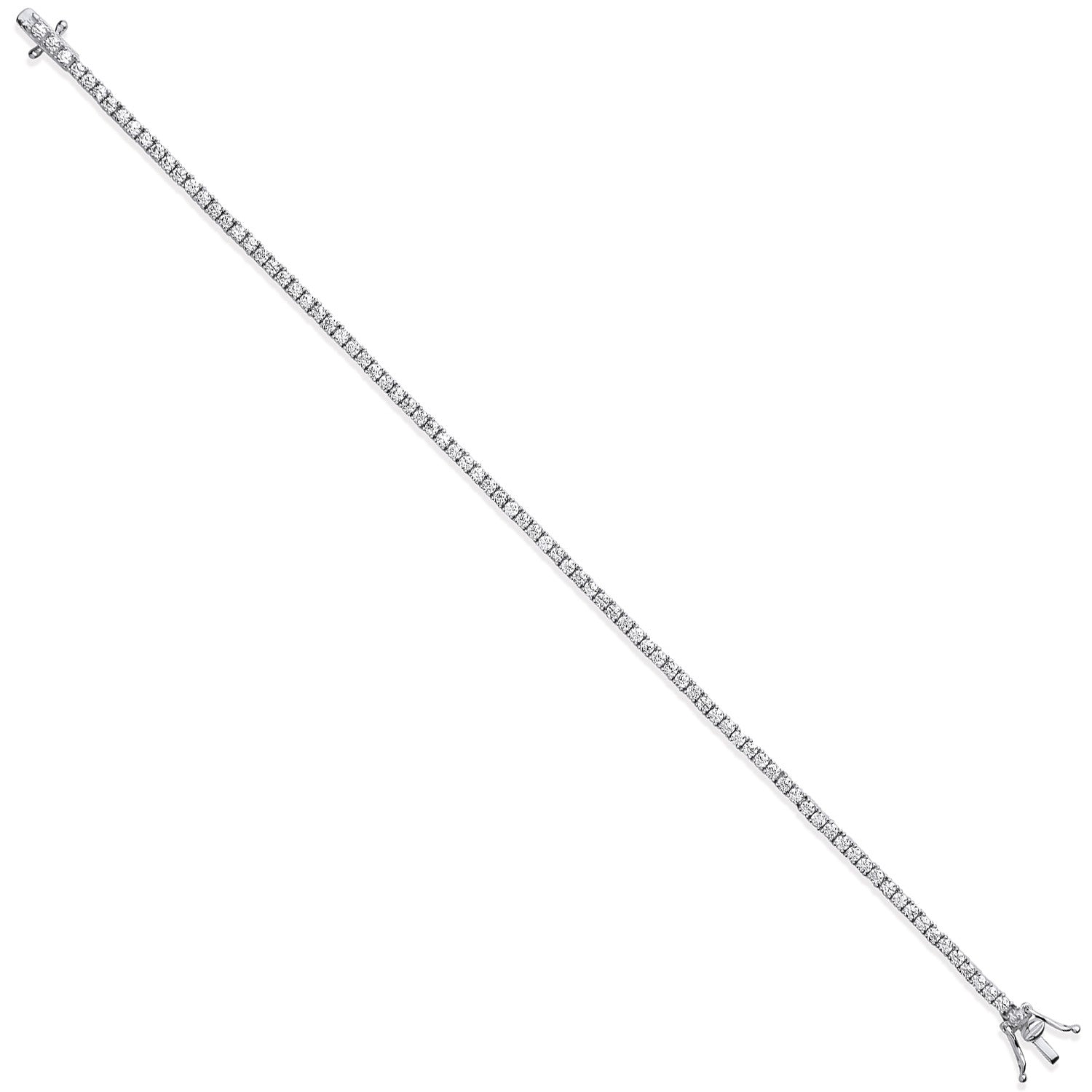 Silver High Cubic Zirconia Setting 2.6mm Tennis Bracelet - Silver