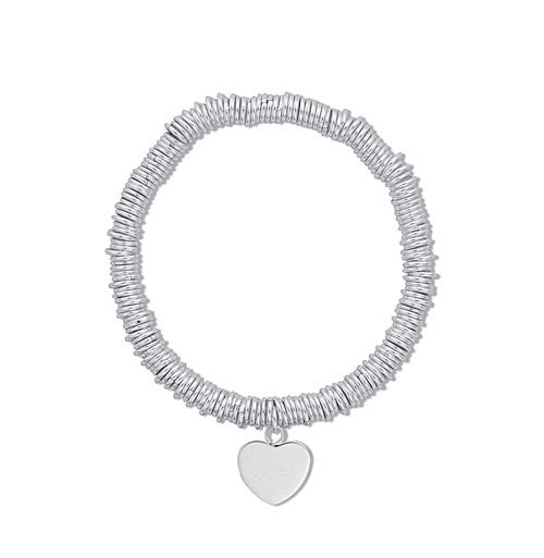 Silver Heart Drop Link Bracelet - Silver