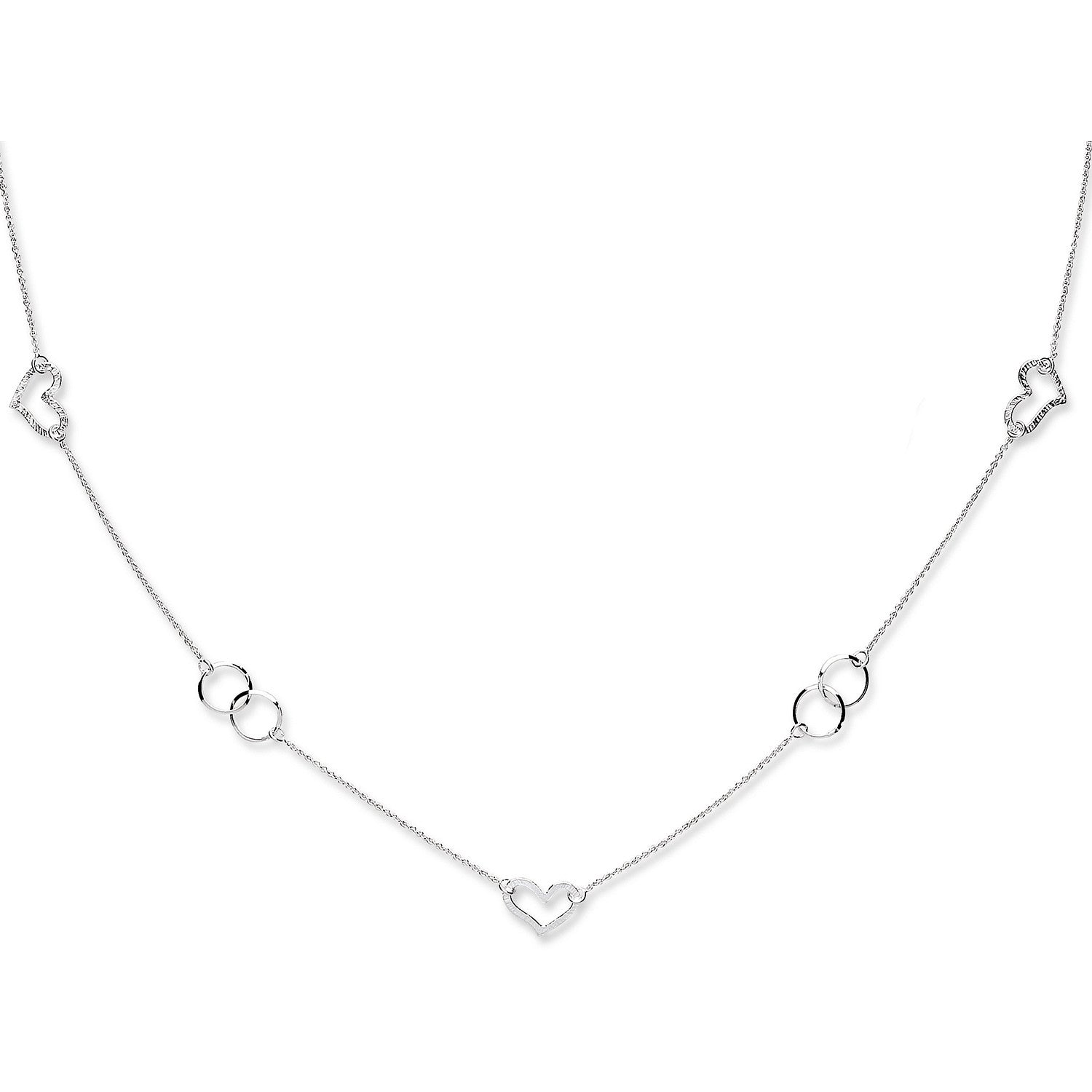 Silver Fancy Heart Chain 34" - Silver