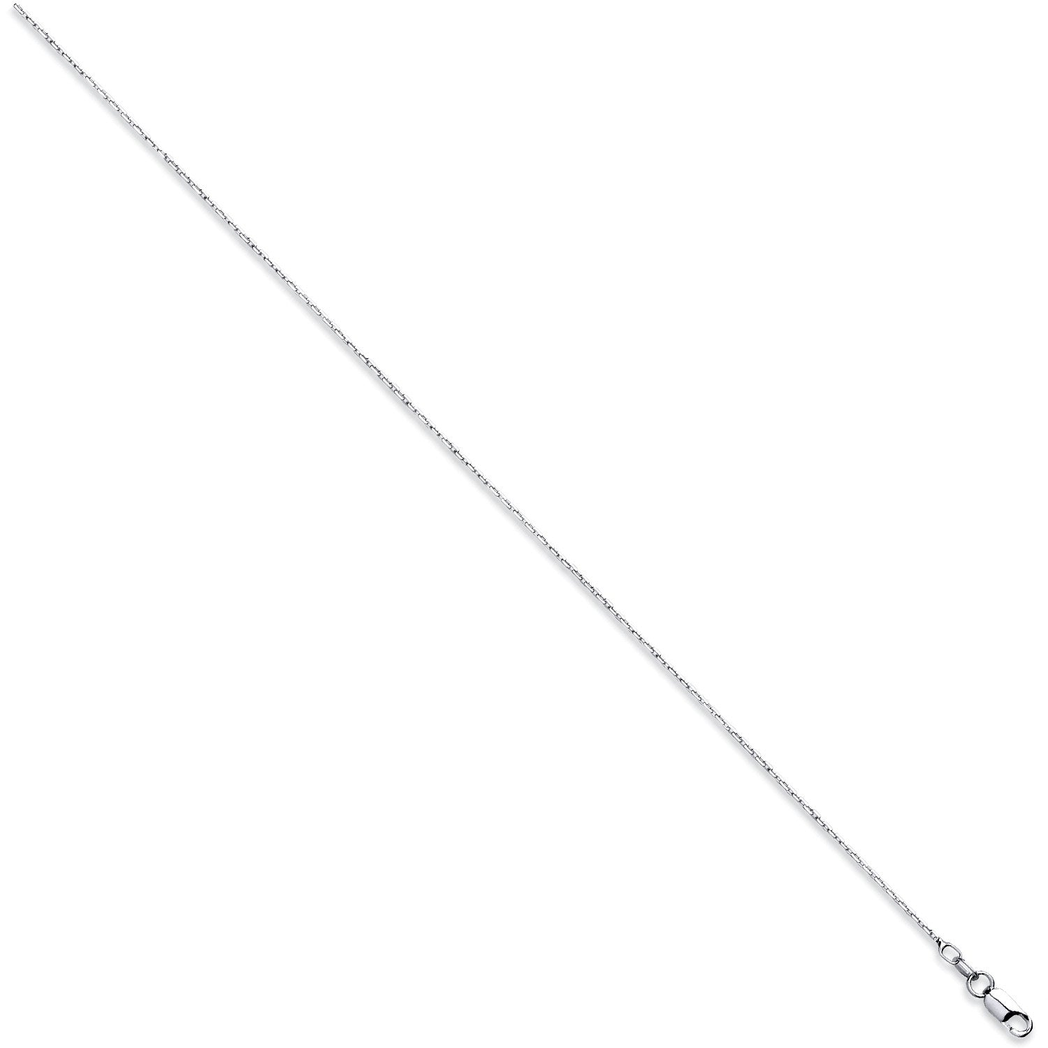 Silver 1.3mm Diamond Cut Trace Rh. Plated Chain - Silver