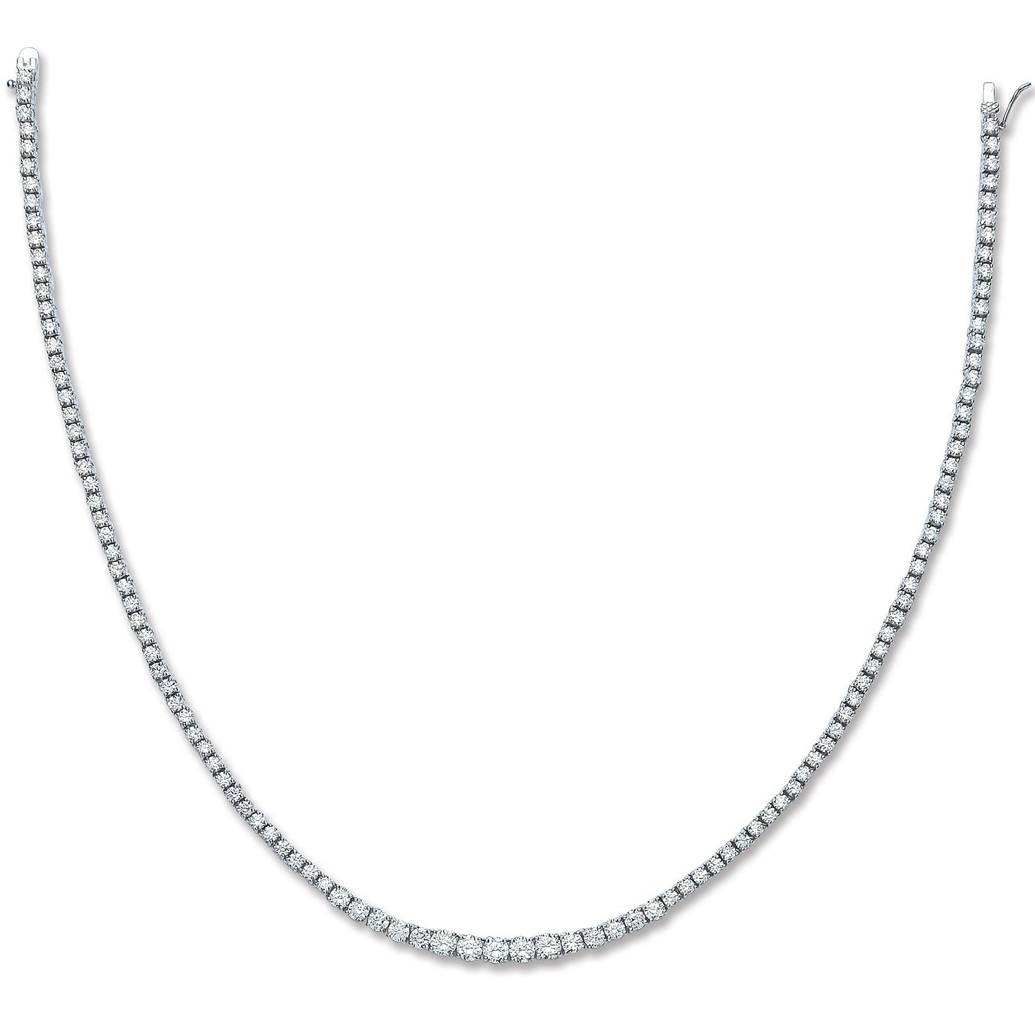 Silver Graduated Cubic Zirconia Tennis Collarette 17" - Silver