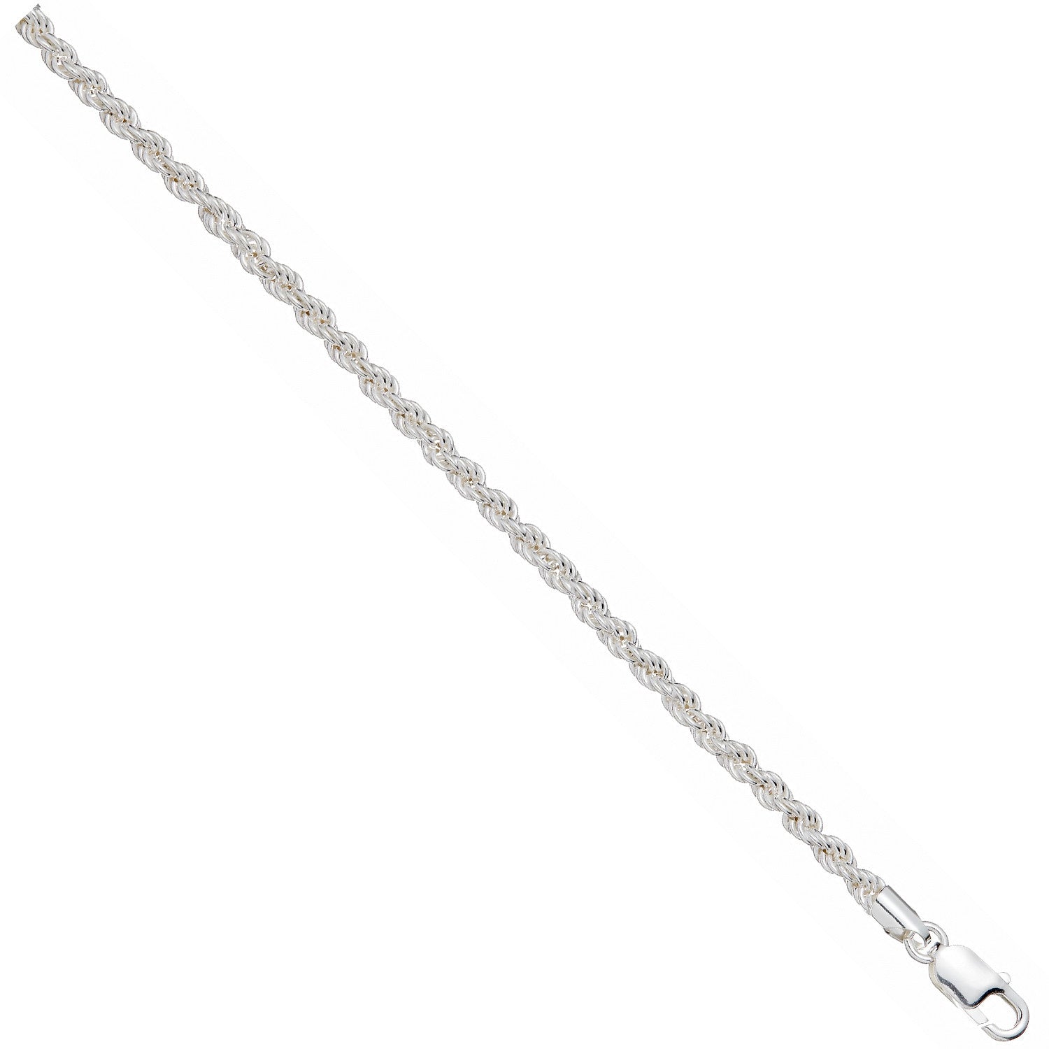 Silver 4.3mm Hollow Rope Chain/Bracelet - Silver