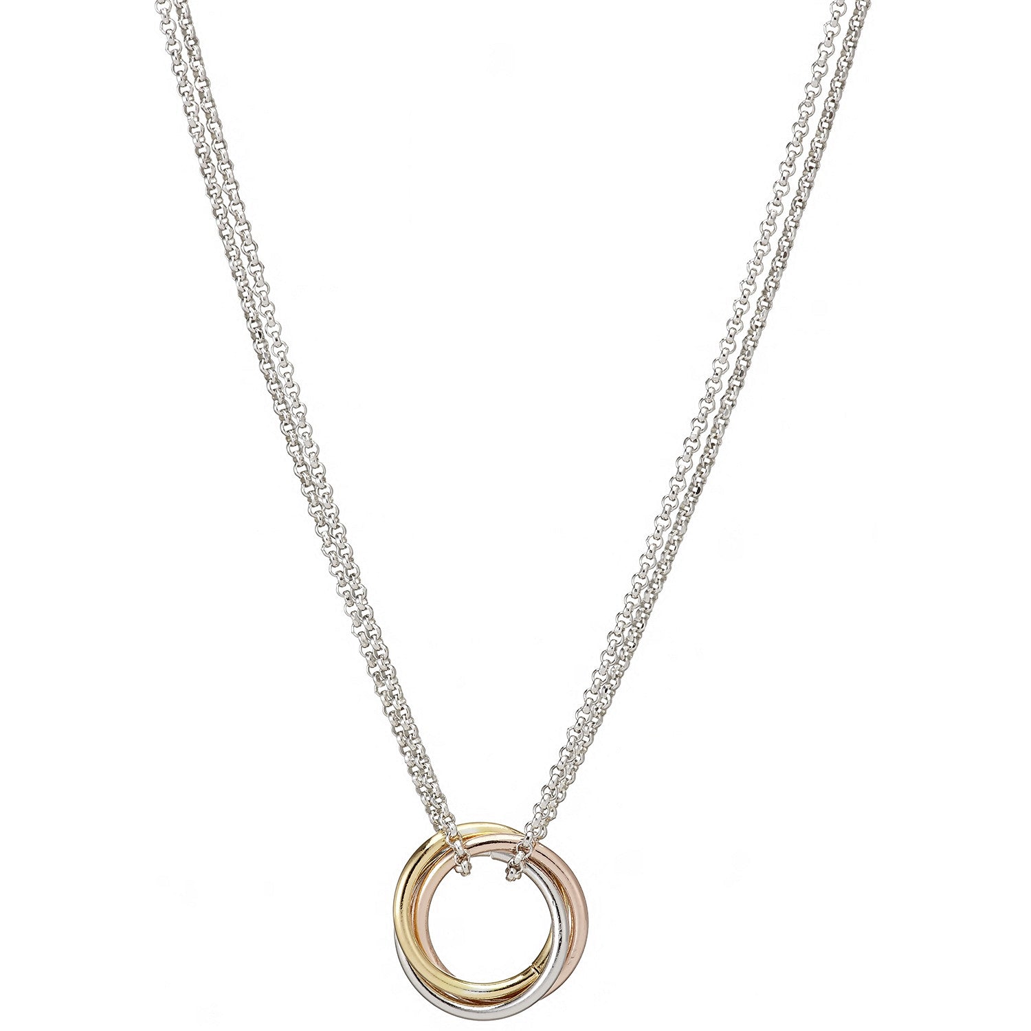 Silver, Rose & Yellow Circle Bracelet 7"/Necklace 17" - Silver